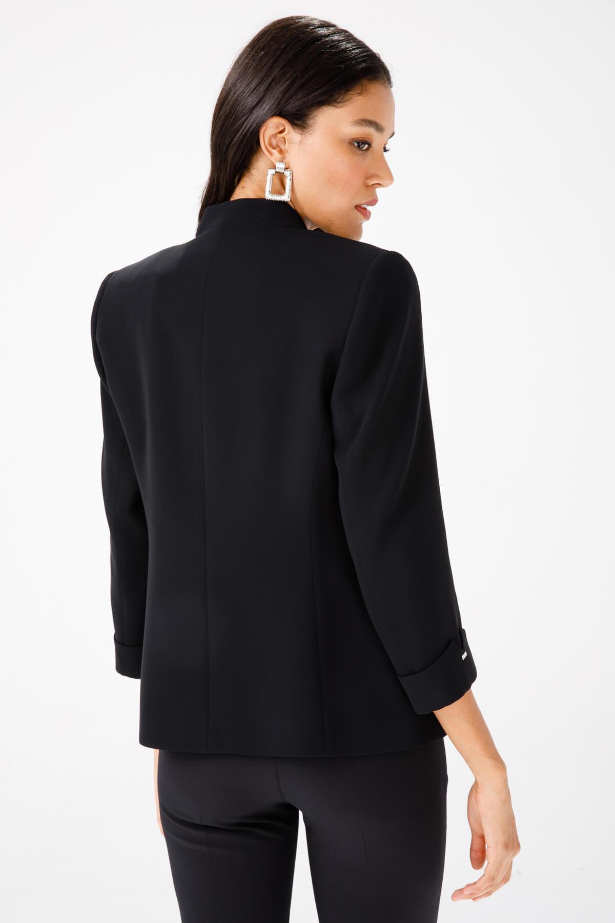 Modailgi  Yaka Ve Kolu Zımba Detaylı Ceket Siyah