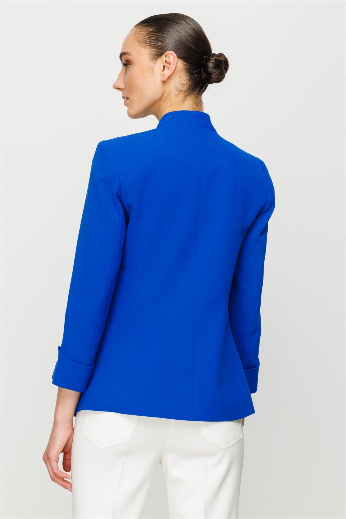 Modailgi  Yaka Ve Kolu Zımba Detaylı Ceket Saks