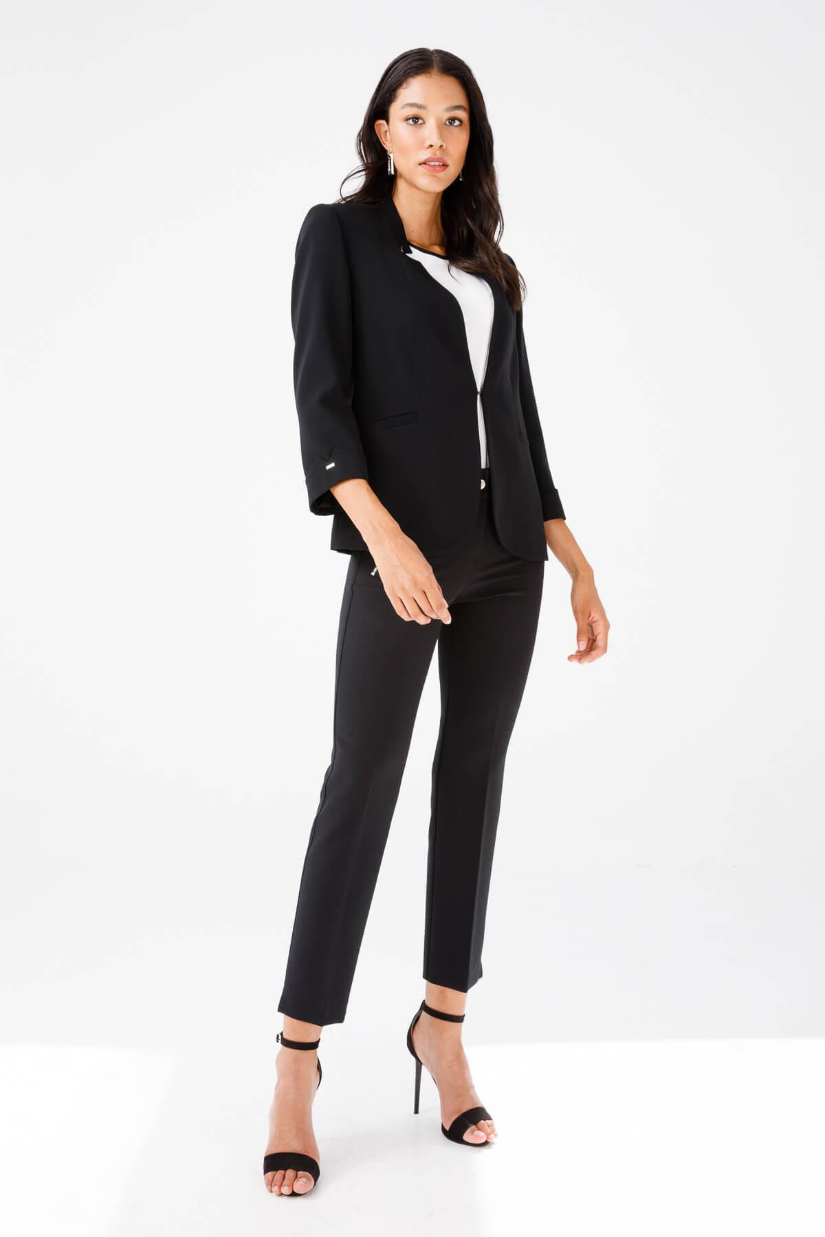 Modailgi  Yaka Ve Kolu Zımba Detaylı Ceket Siyah