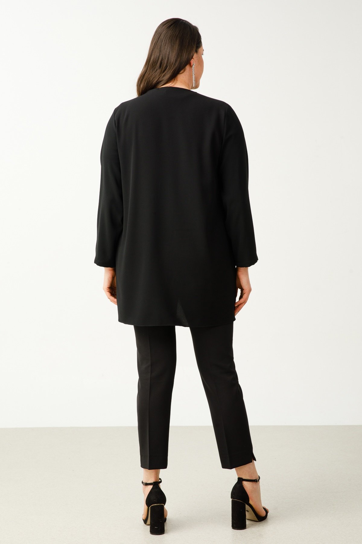 Modailgi  Yakası Taşlı İkili Takım Siyah