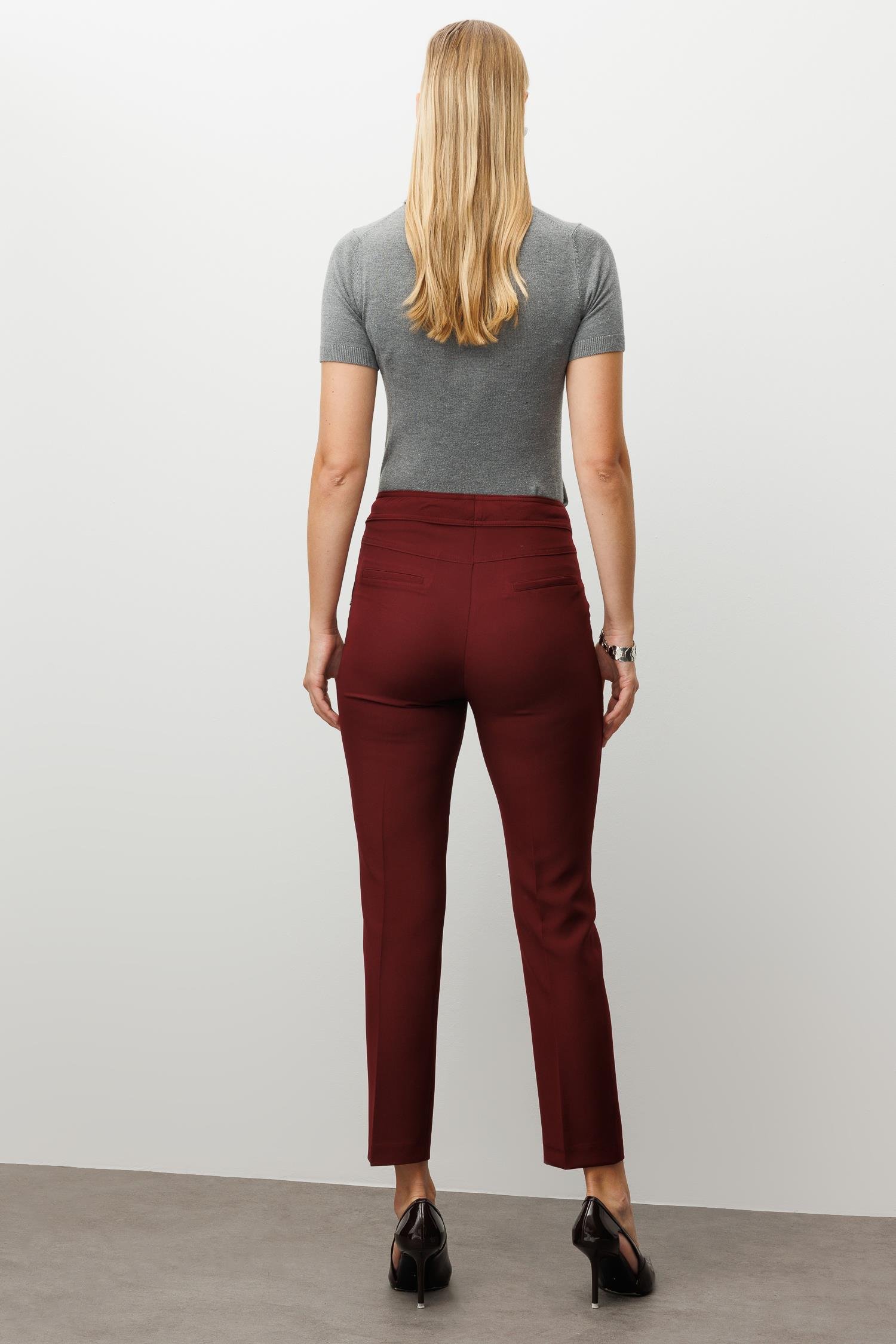 Modailgi  Yan Cep Dar Paça Pantolon Bordo