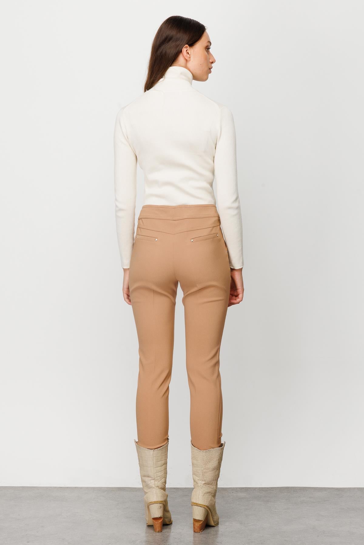 Modailgi  Yan Cep Dar Paça Pantolon Camel