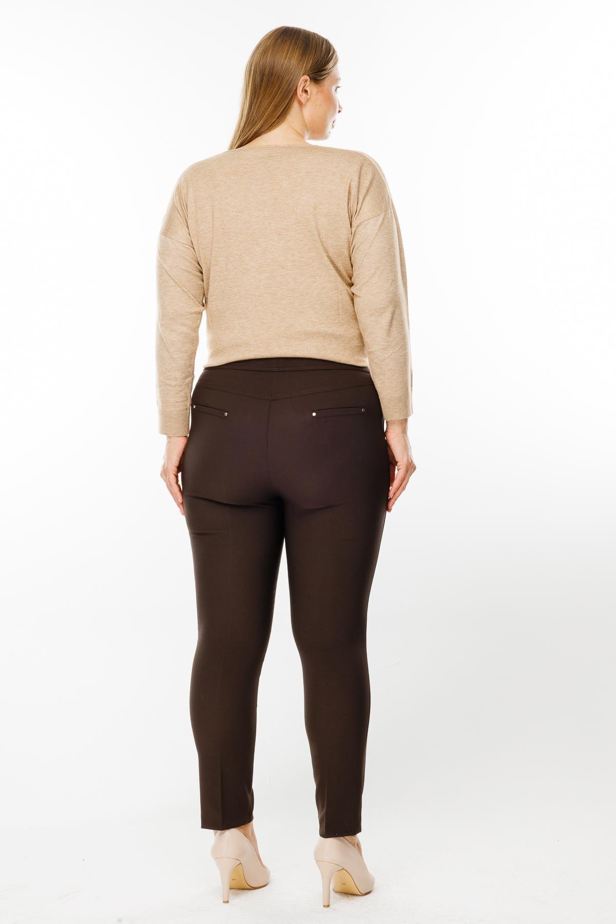 Modailgi  Yan Cep Dar Paça Pantolon Kahve