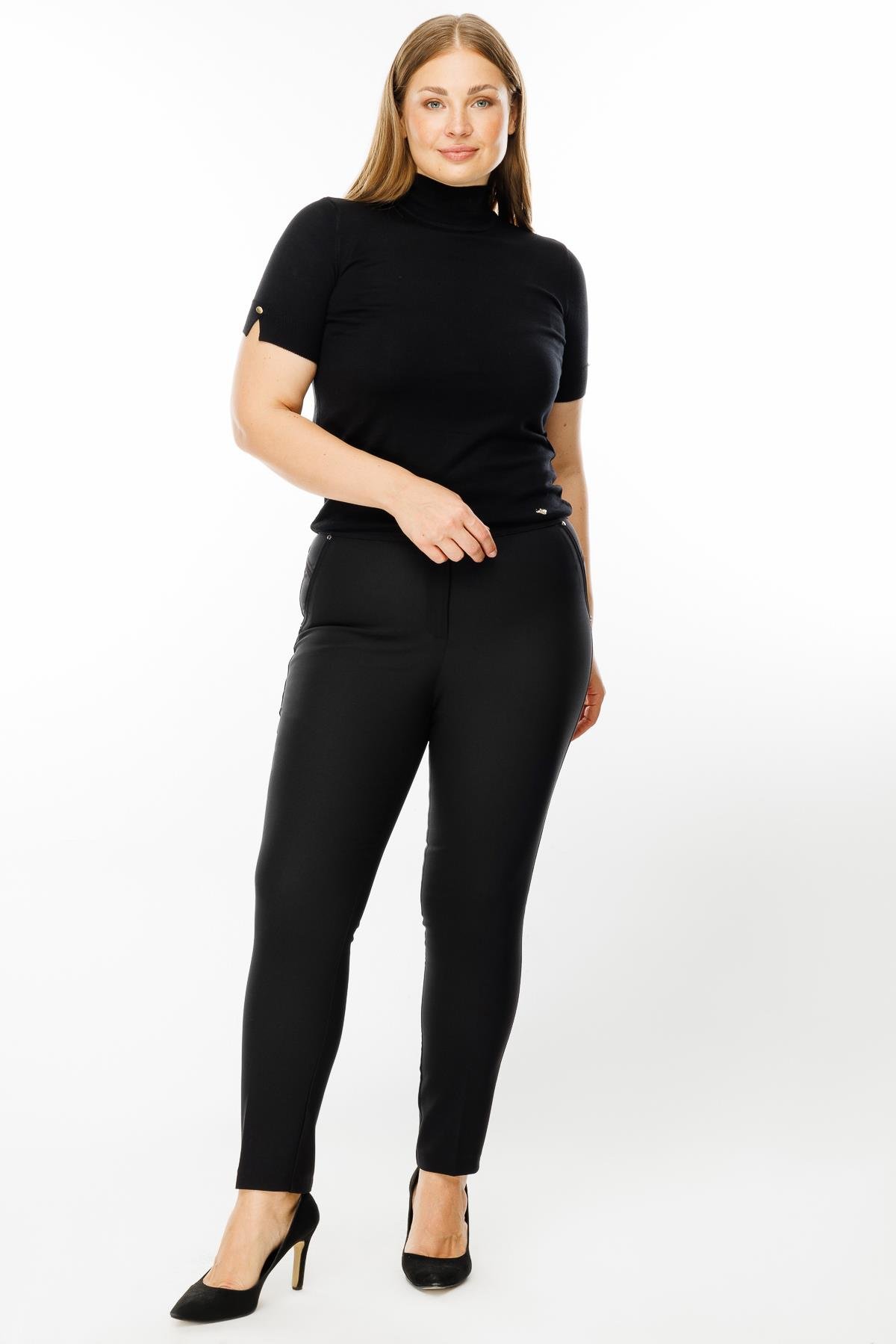 Modailgi  Yan Cep Dar Paça Pantolon Siyah