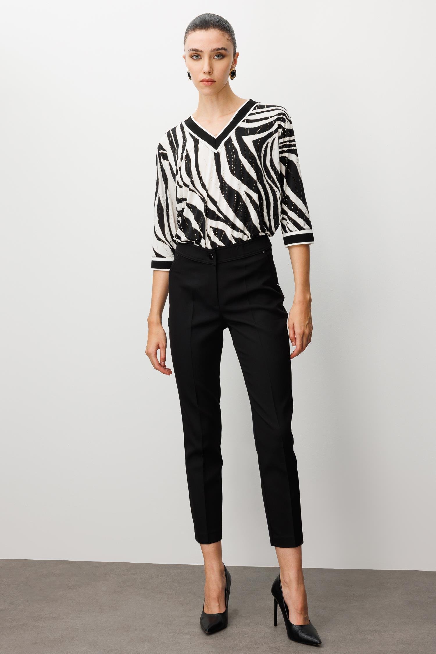 Modailgi  Yan Cep Dar Paça Pantolon Siyah