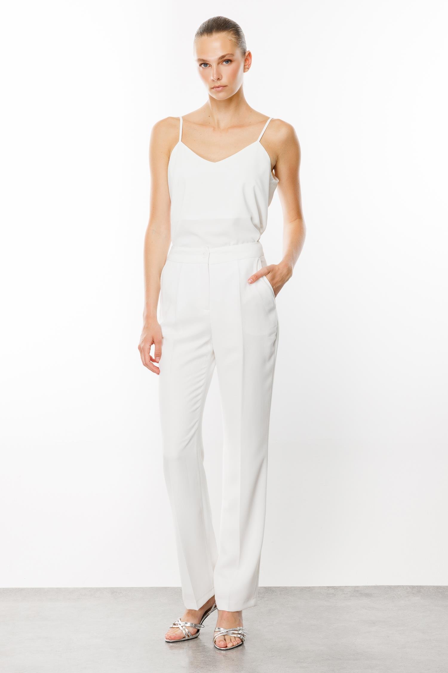 Modailgi  Yan Cep Klasik Takım Pantolon Ekru