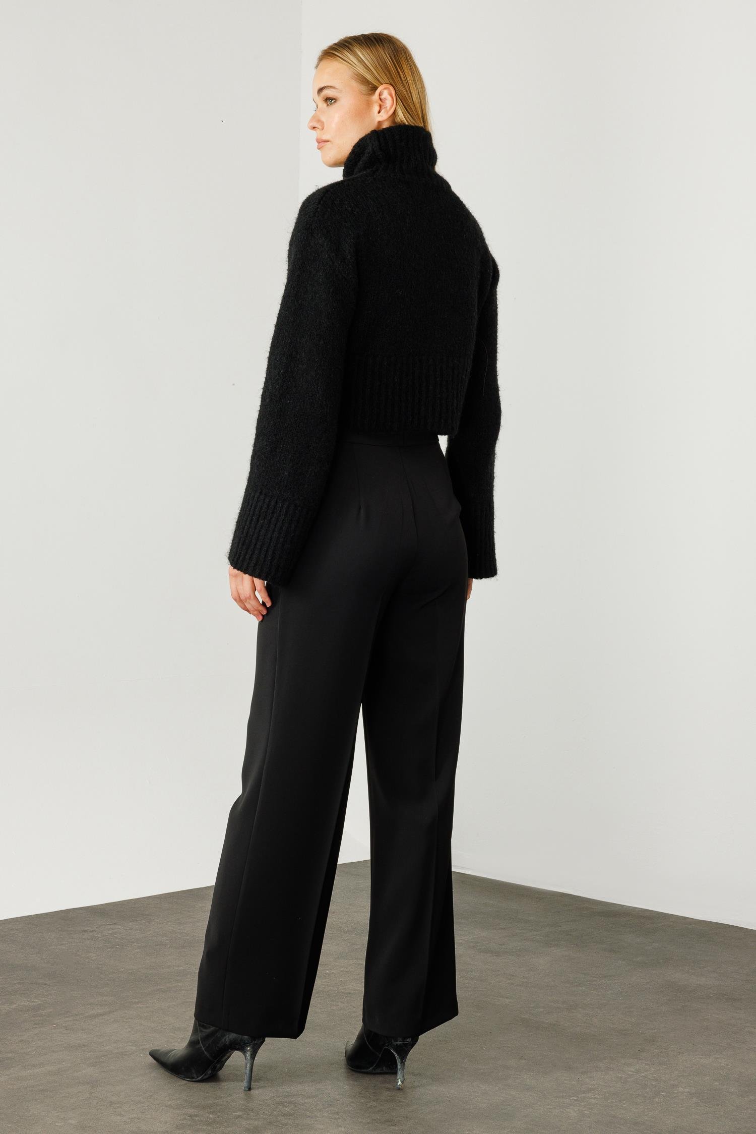 Modailgi  Yandan Cepli Düğme Detaylı Bol Paça Pantolon - 7964 Siyah