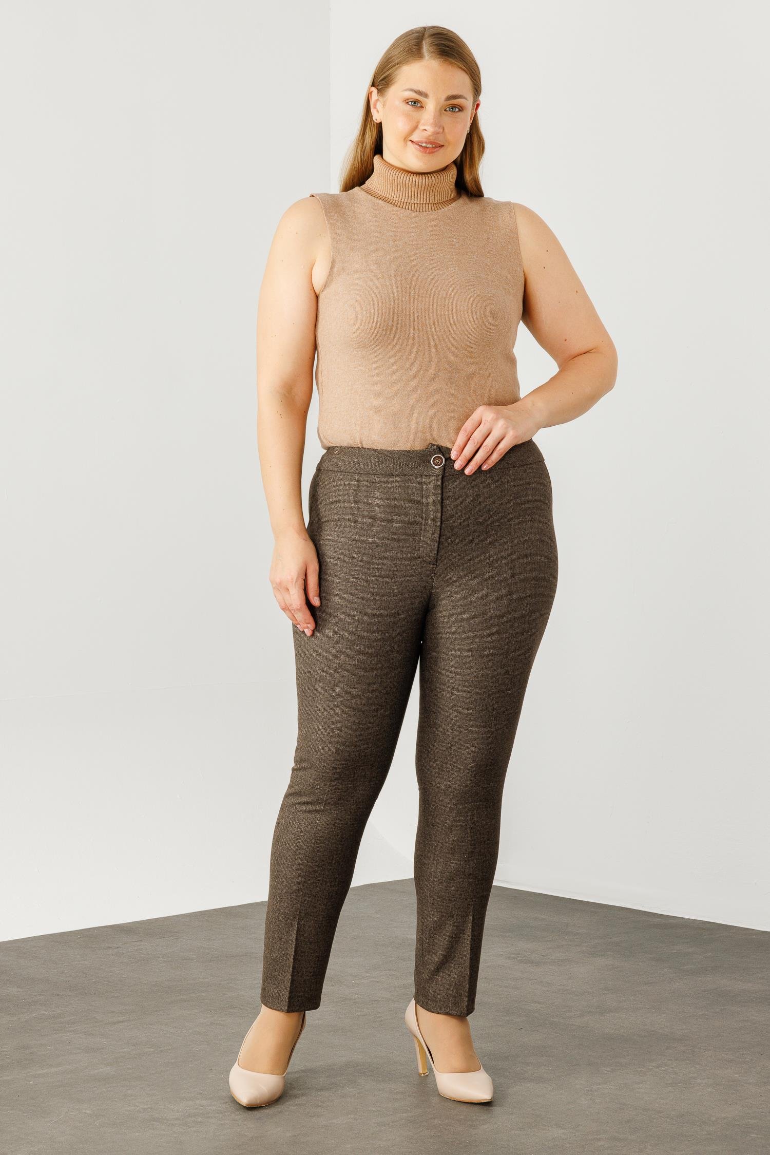 Modailgi  Yandan Cepli Ekose Pantolon - 5078 Kahve