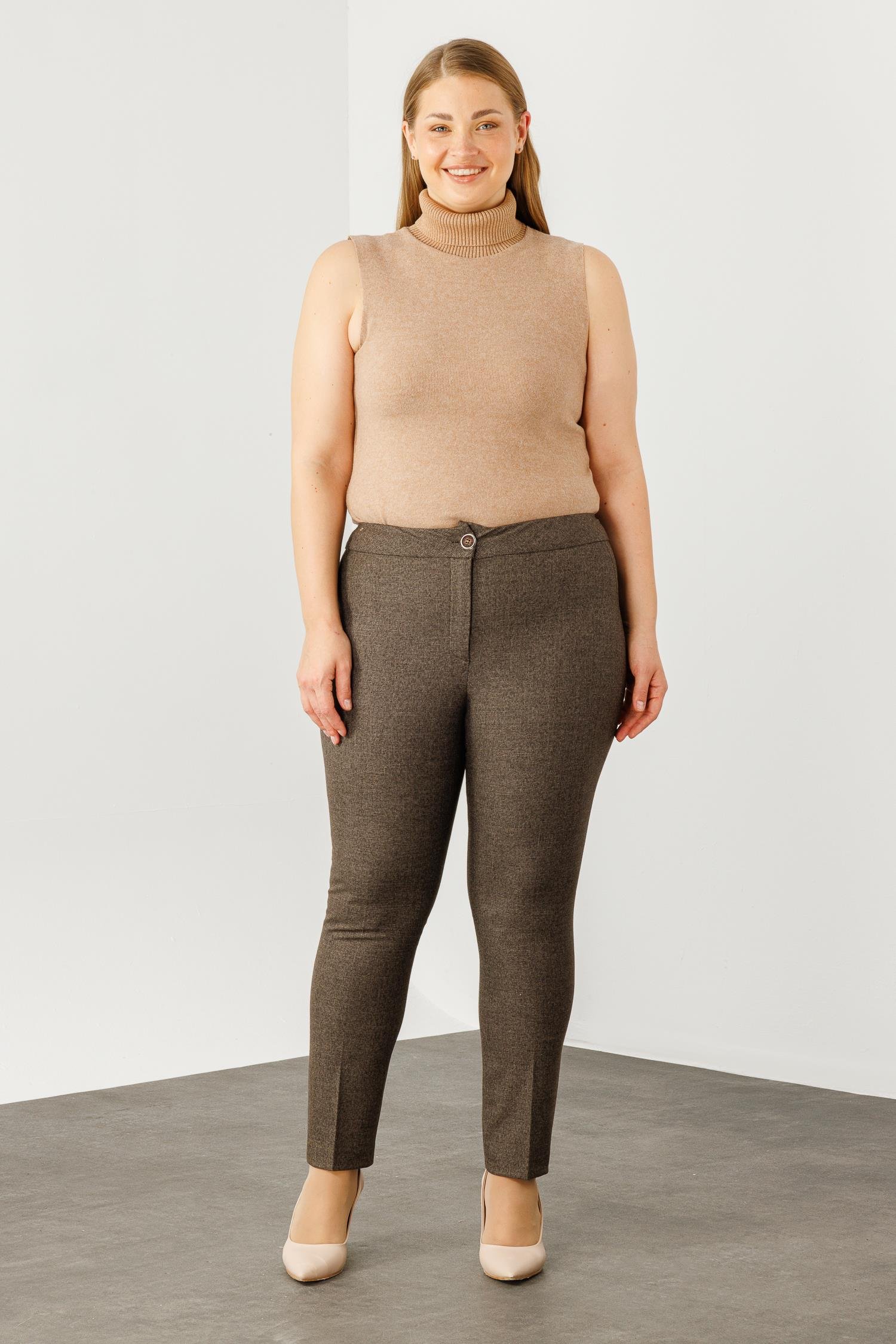 Modailgi  Yandan Cepli Ekose Pantolon - 5078 Kahve