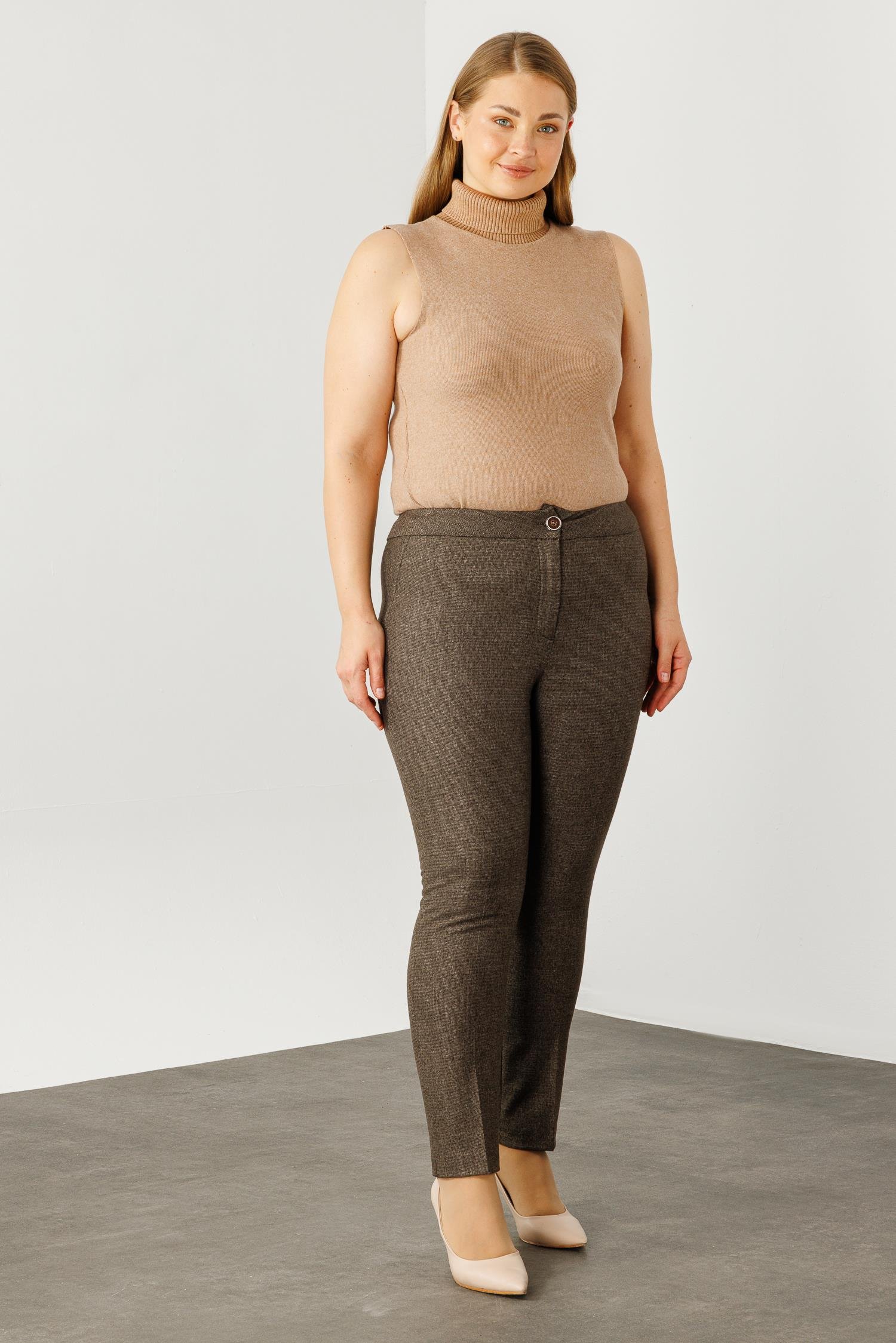 Modailgi  Yandan Cepli Ekose Pantolon - 5078 Kahve