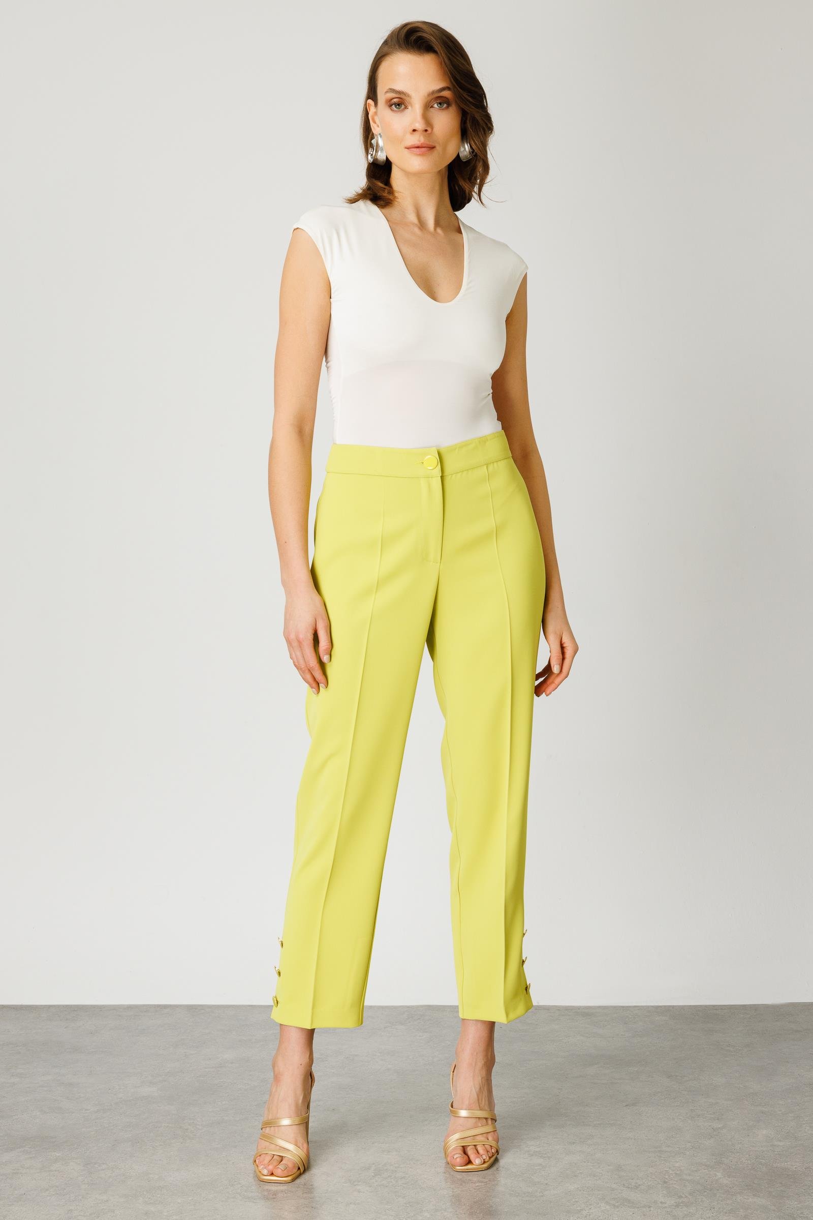 Modailgi  Yandan Cepli Paçası Asimetrik ve Düğmeli Pantolon Asit