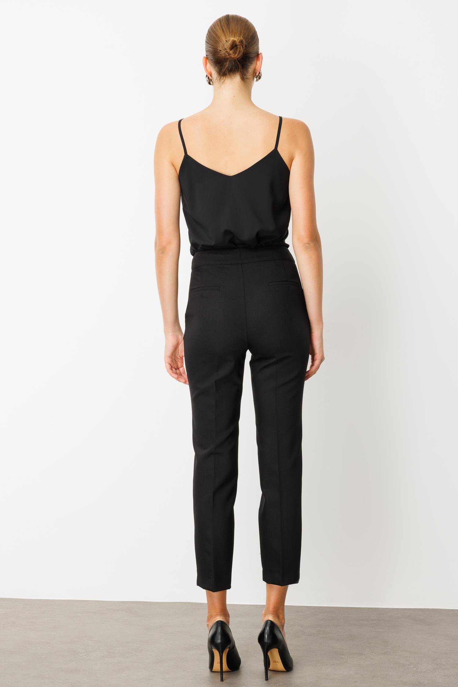 Modailgi  Yandan Cepli Paçası Yırtmaçlı Sigara Paça Pantolon - 70008 Siyah