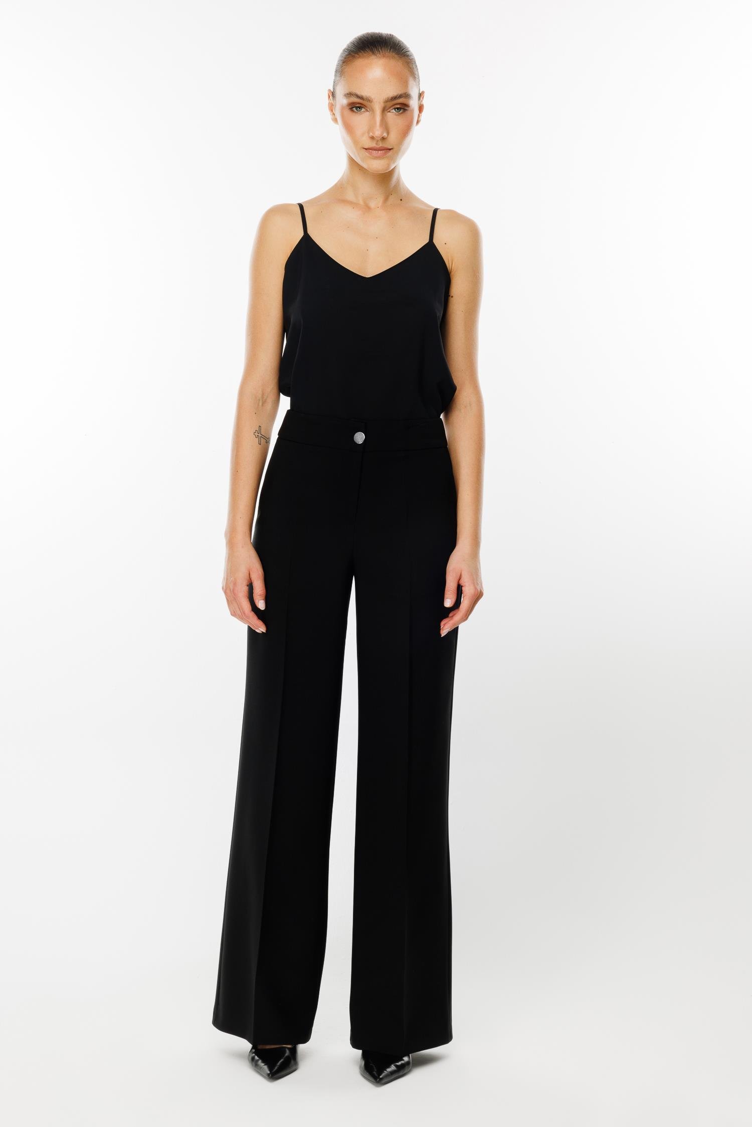 Modailgi  Yandan Cepli Palazzo Pantolon - 7055 Siyah