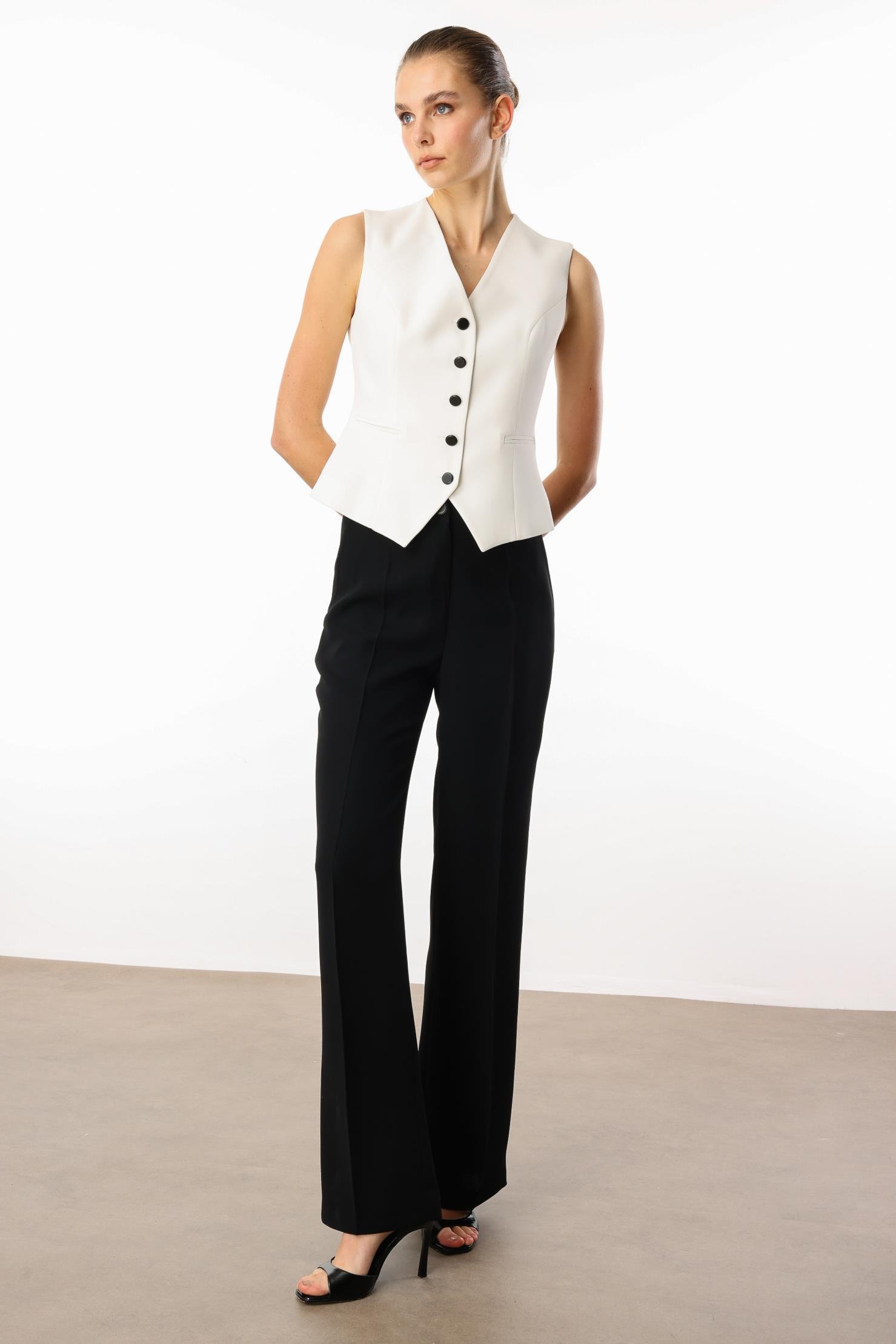 Modailgi  Yandan Cepli Yüksek Bel Palazzo Pantolon - 70014 Siyah