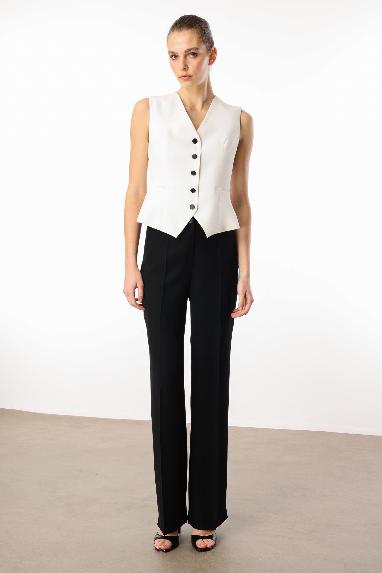 Modailgi  Yandan Cepli Yüksek Bel Palazzo Pantolon - 70014 Siyah