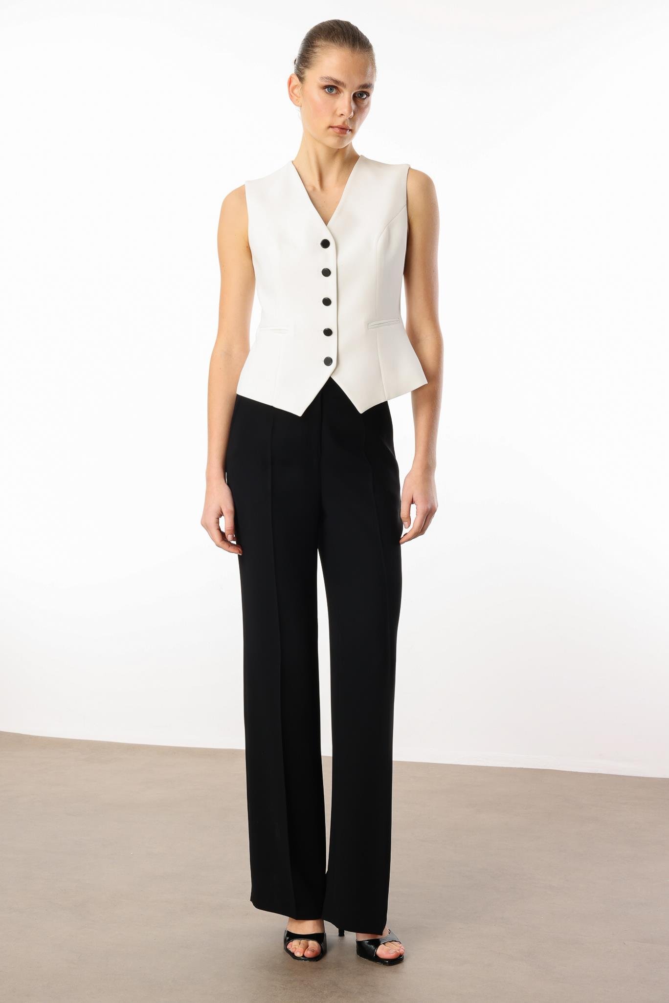 Modailgi  Yandan Cepli Yüksek Bel Palazzo Pantolon - 70014 Siyah