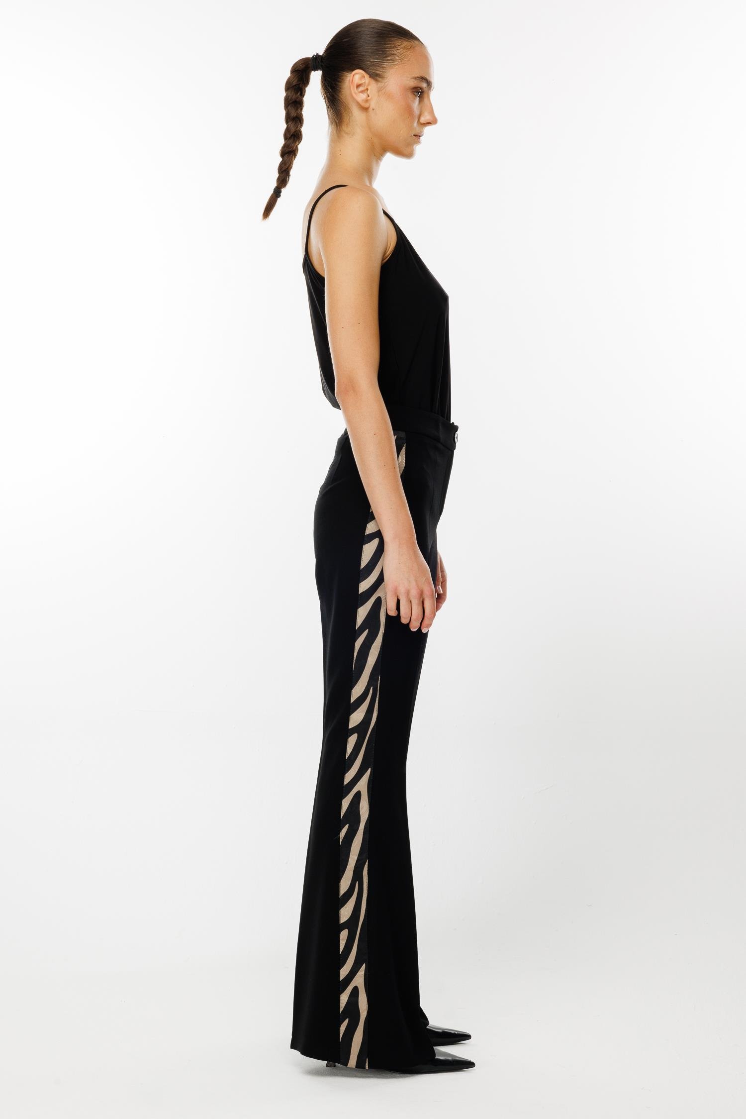 Modailgi  Yanı Zebra Desen Şeritli Pantolon - 7010 Vizon