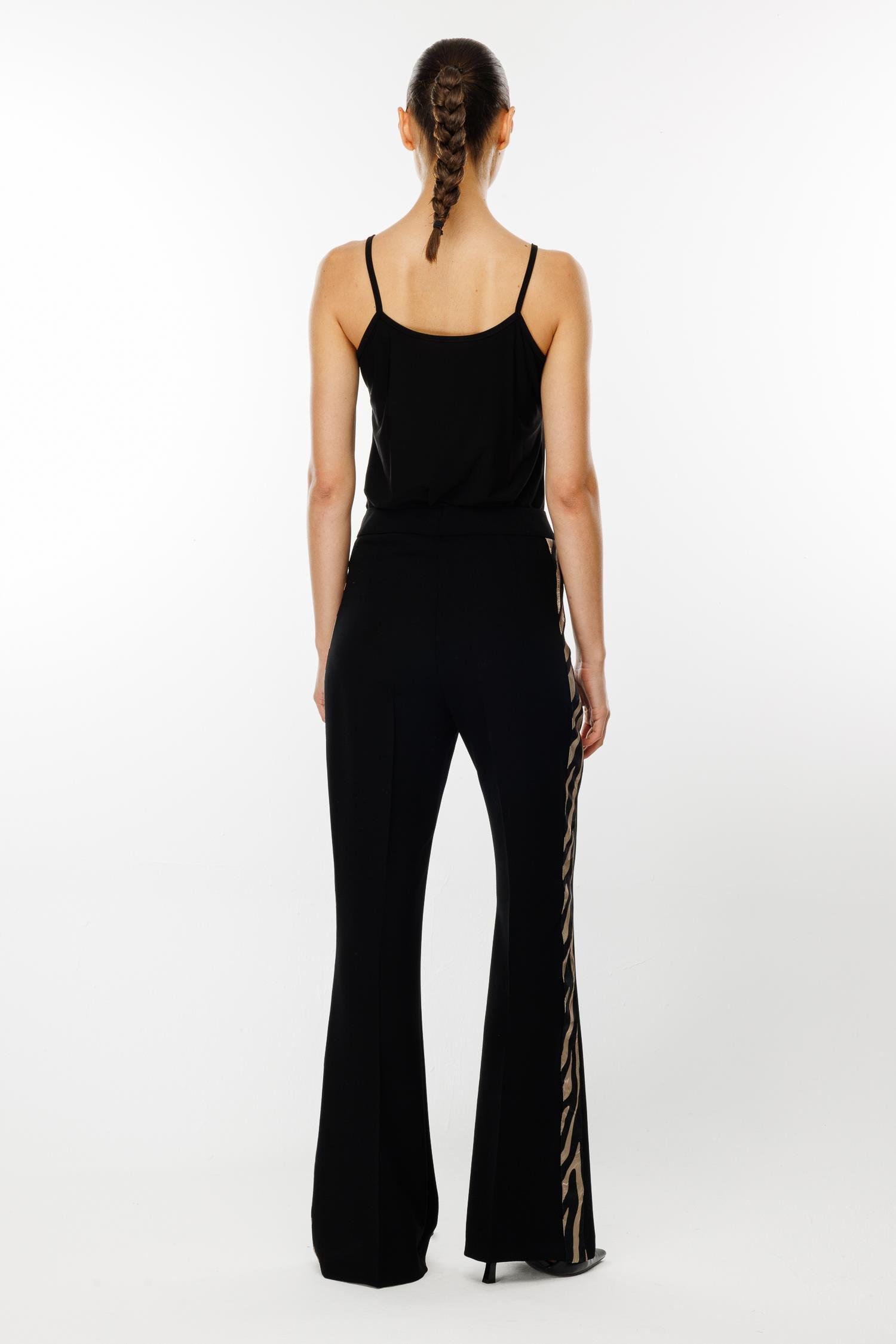 Modailgi  Yanı Zebra Desen Şeritli Pantolon - 7010 Vizon