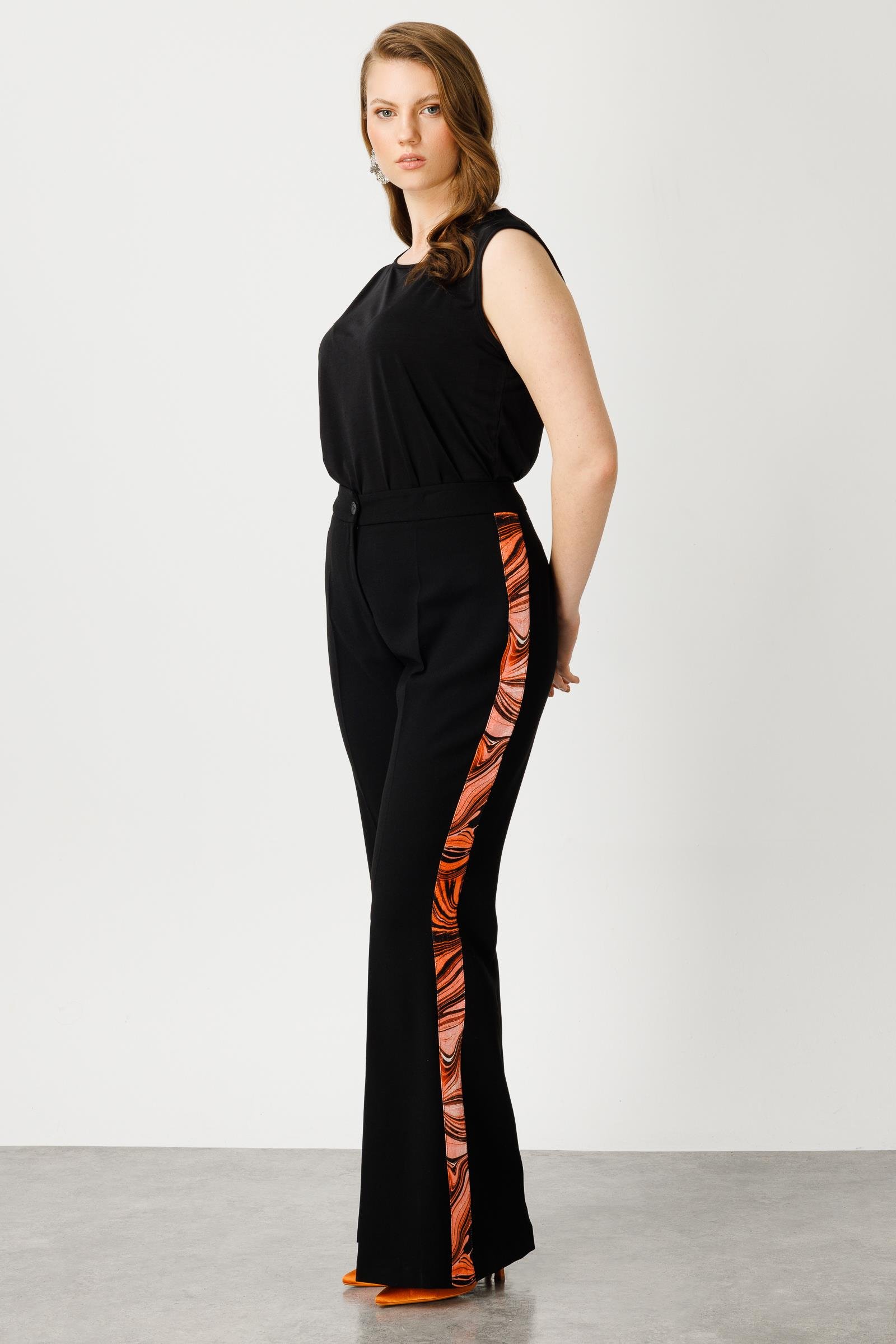 Modailgi  Yanları Desen Şeritli Pantolon Orange