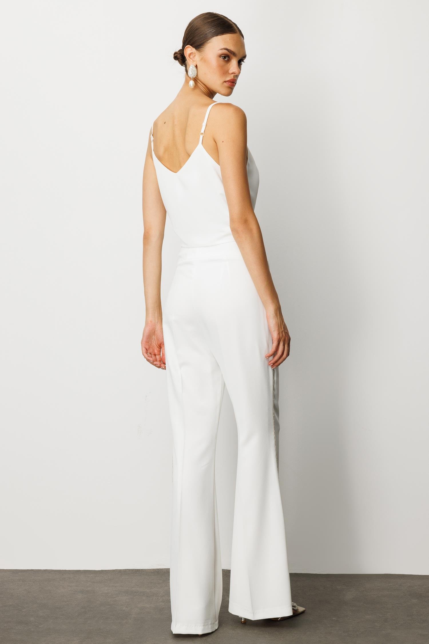 Modailgi  Yanları Şerit Swaroski Pantolon - 75008 Ekru