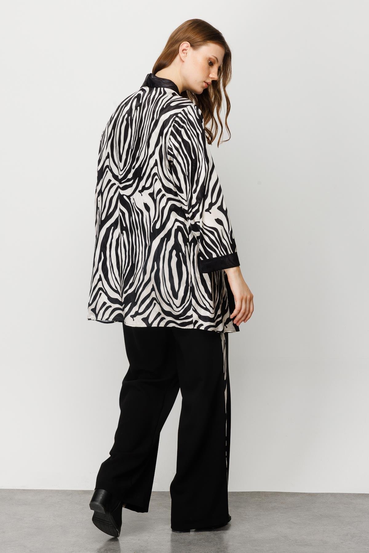 Modailgi  Yanları Şeritli Beli Lastikli Pantolon Siyah