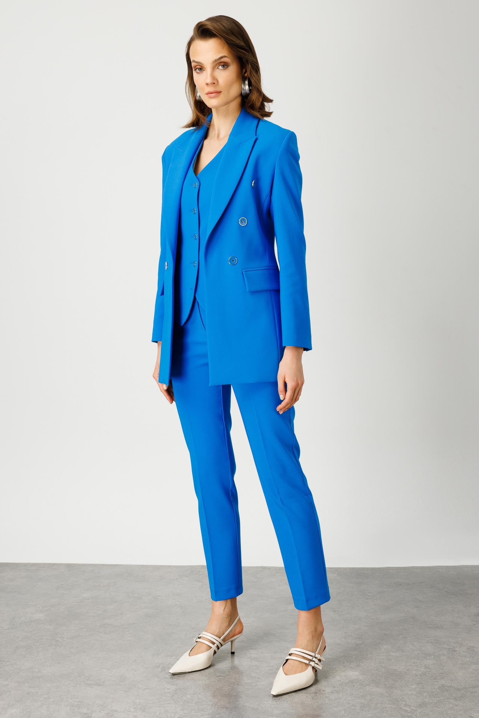 Modailgi  Yarım Astarlı Düğme Detaylı Ceket Mavi