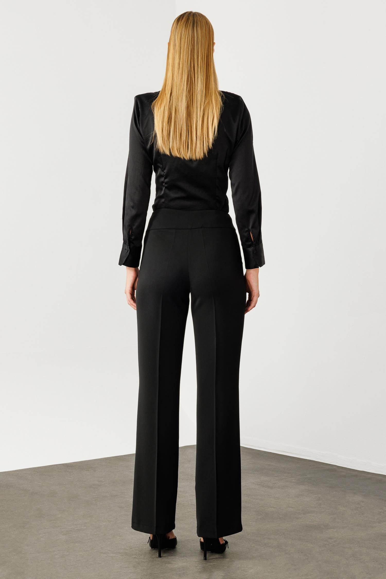 Modailgi  Yüksek Bel Yandan Fermuarlı Bol Paça Pantolon - 7969 Siyah