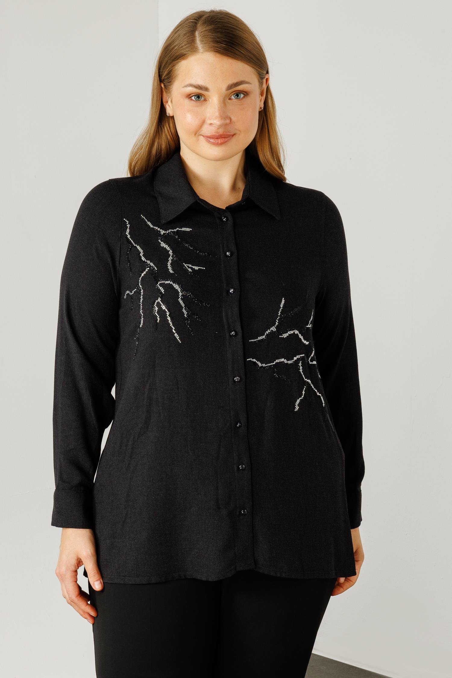 Modailgi  Yün Viskon Gömlek Siyah