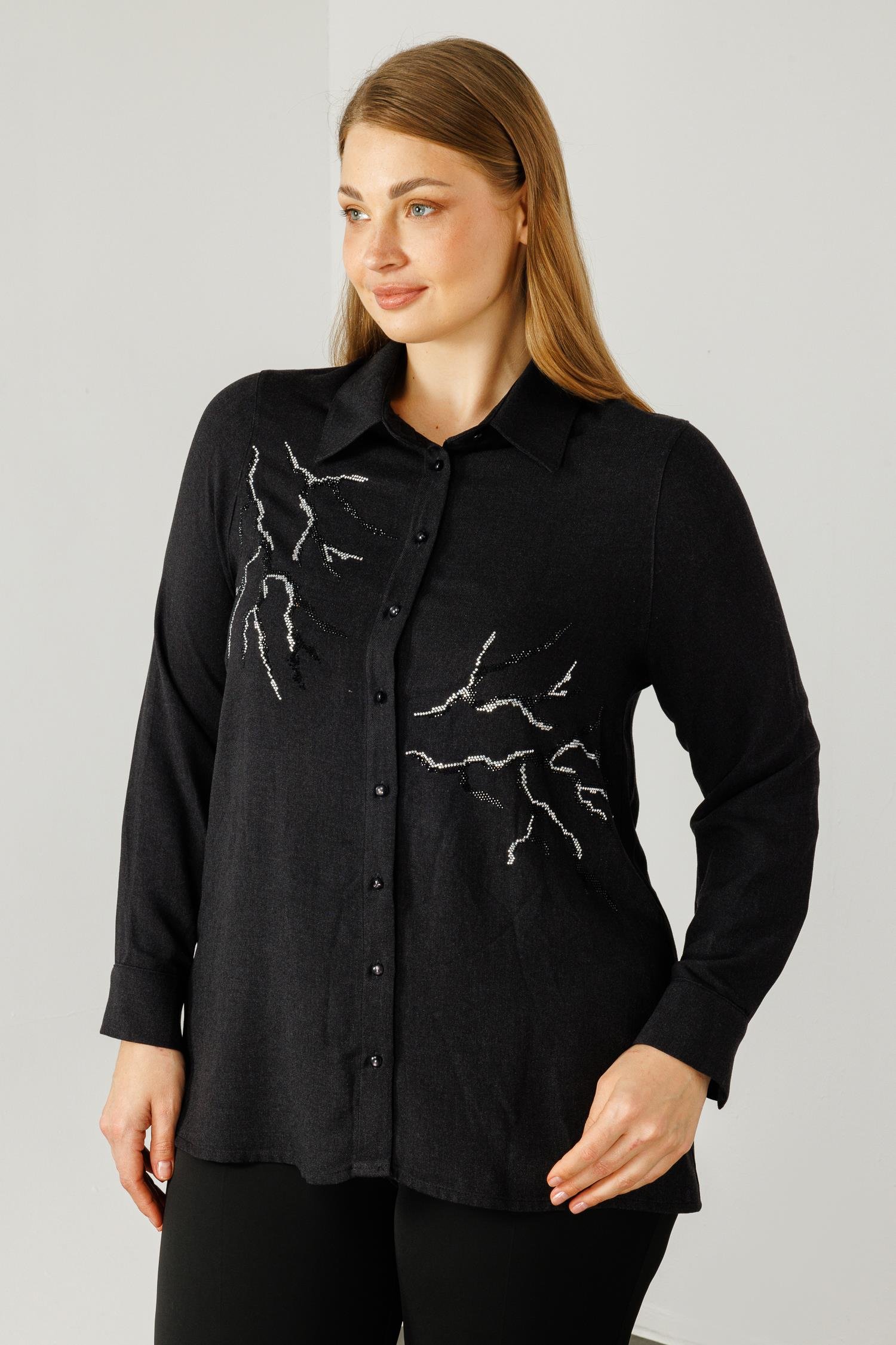 Modailgi  Yün Viskon Gömlek Siyah