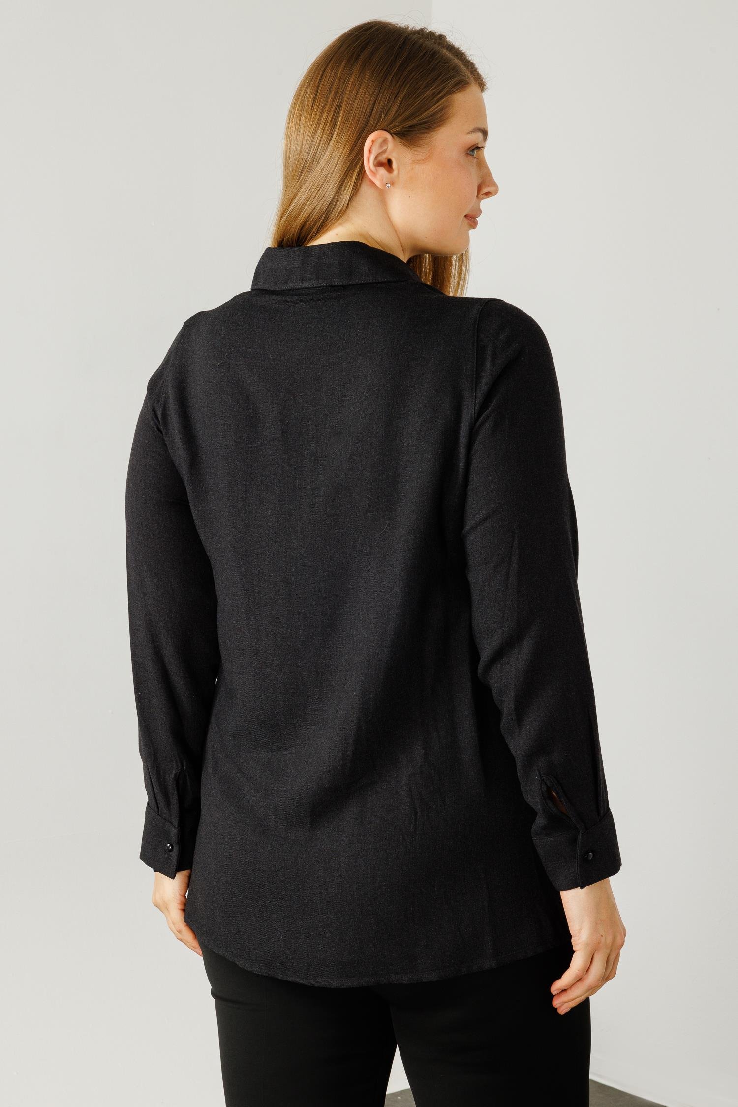 Modailgi  Yün Viskon Gömlek Siyah