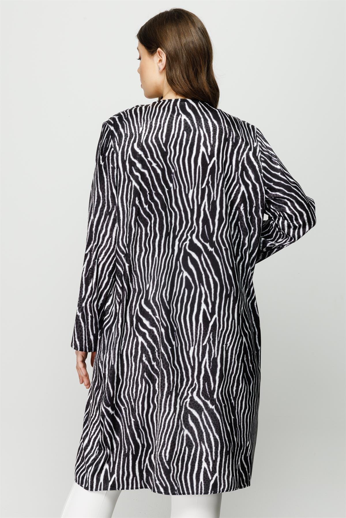 Modailgi  Zebra Desen İkili Uzun Tunik Siyah