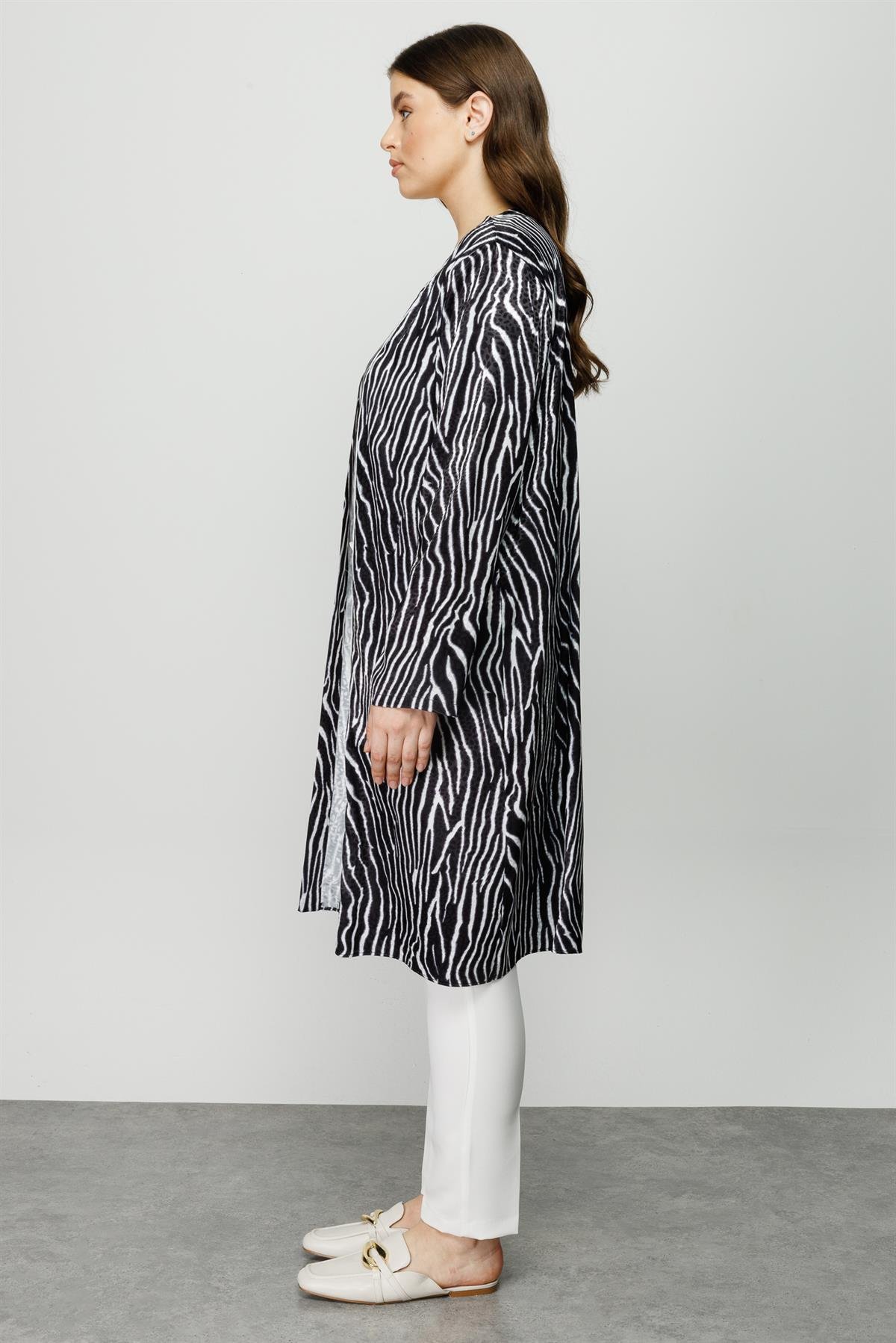 Modailgi  Zebra Desen İkili Uzun Tunik Siyah