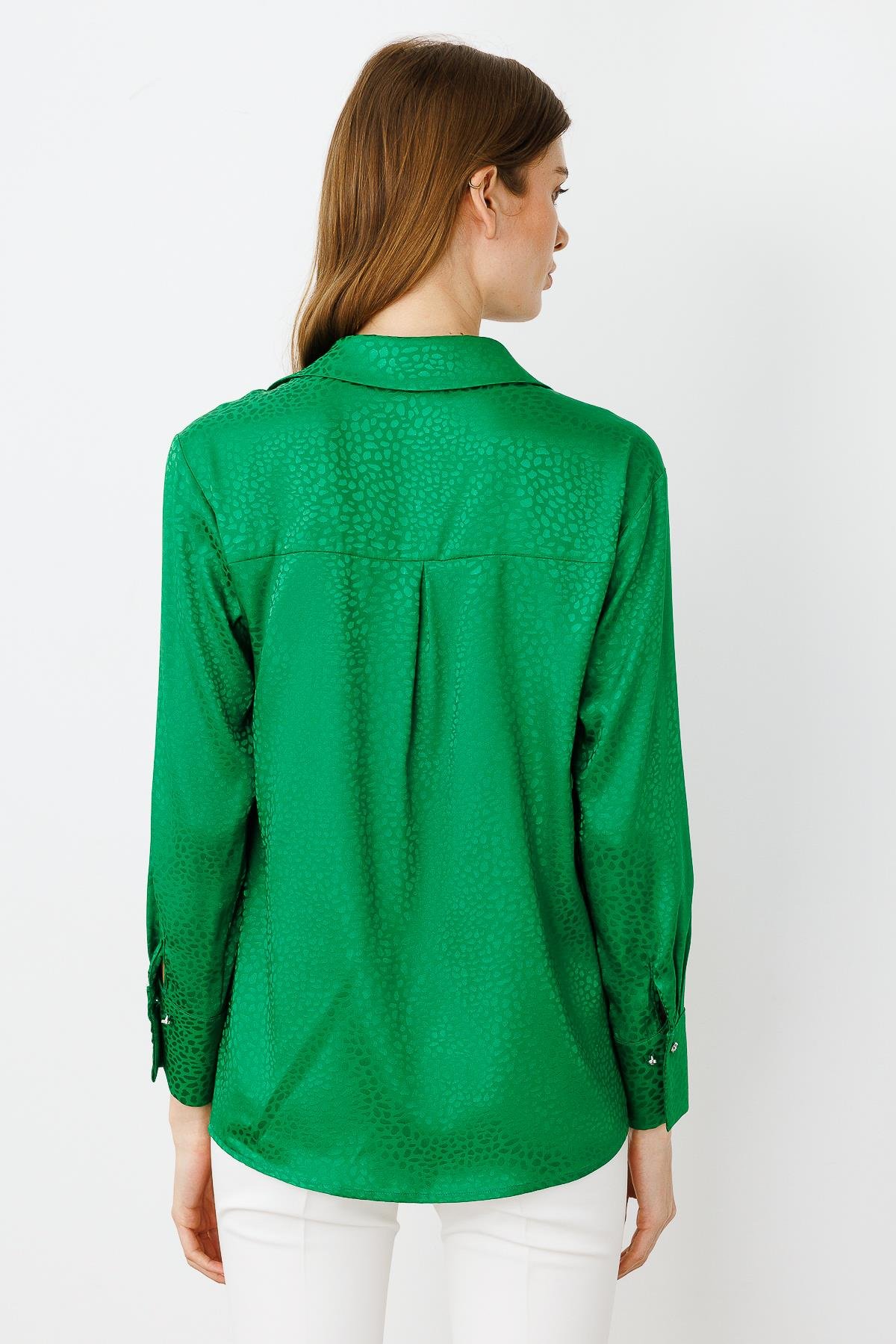 Modailgi  Zebra Desen Jakarlı Gömlek Yeşil