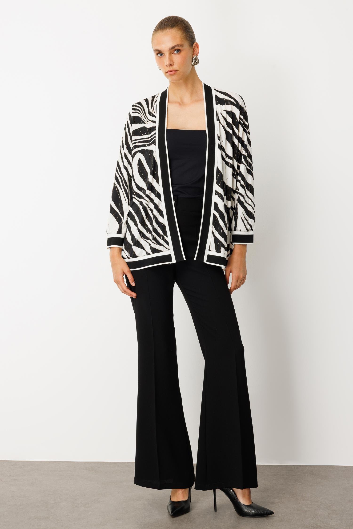 Modailgi  Zebra Desen Ribanalı Ceket Zebra