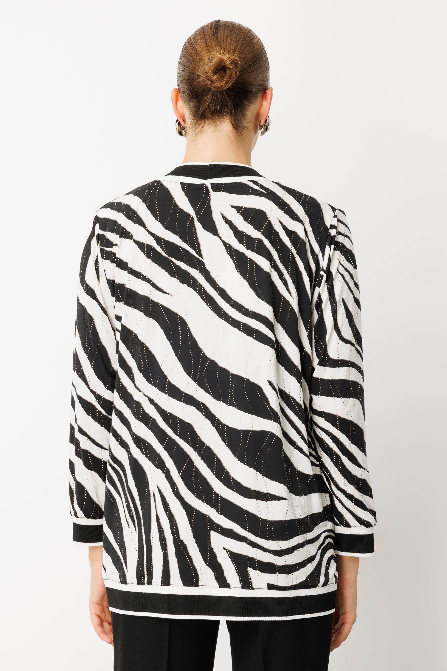 Modailgi  Zebra Desen Ribanalı Ceket Zebra