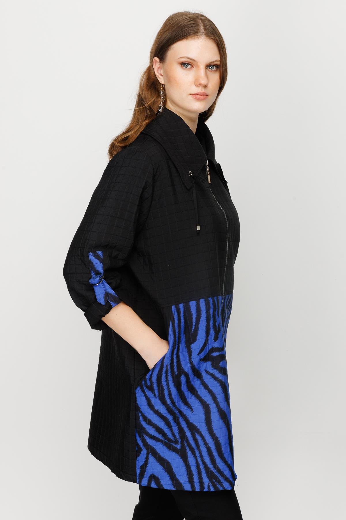Modailgi  Zebra Desenli Kapitone Kap Saks