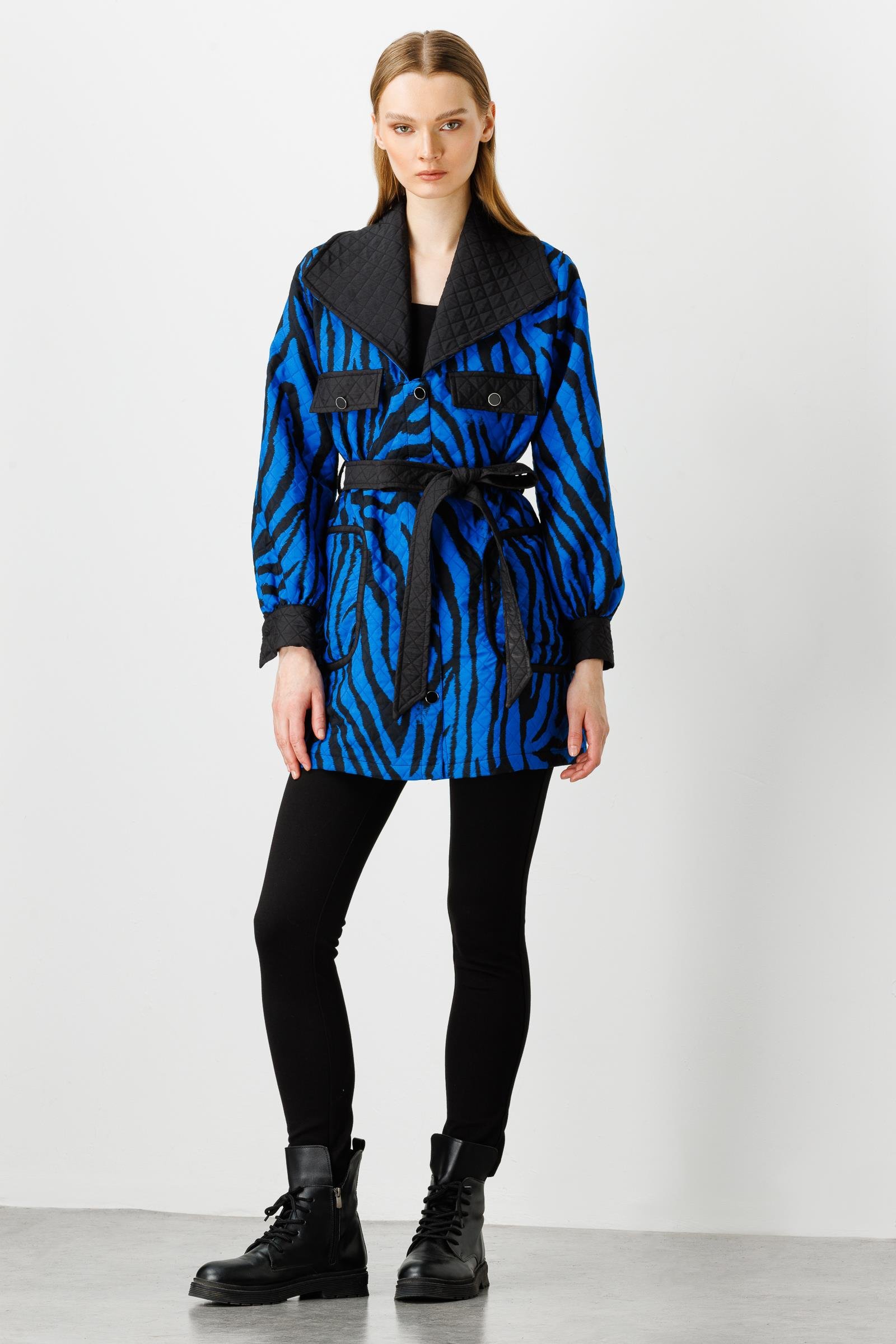 Modailgi  Zebra Desenli Kapitone Kap Saks