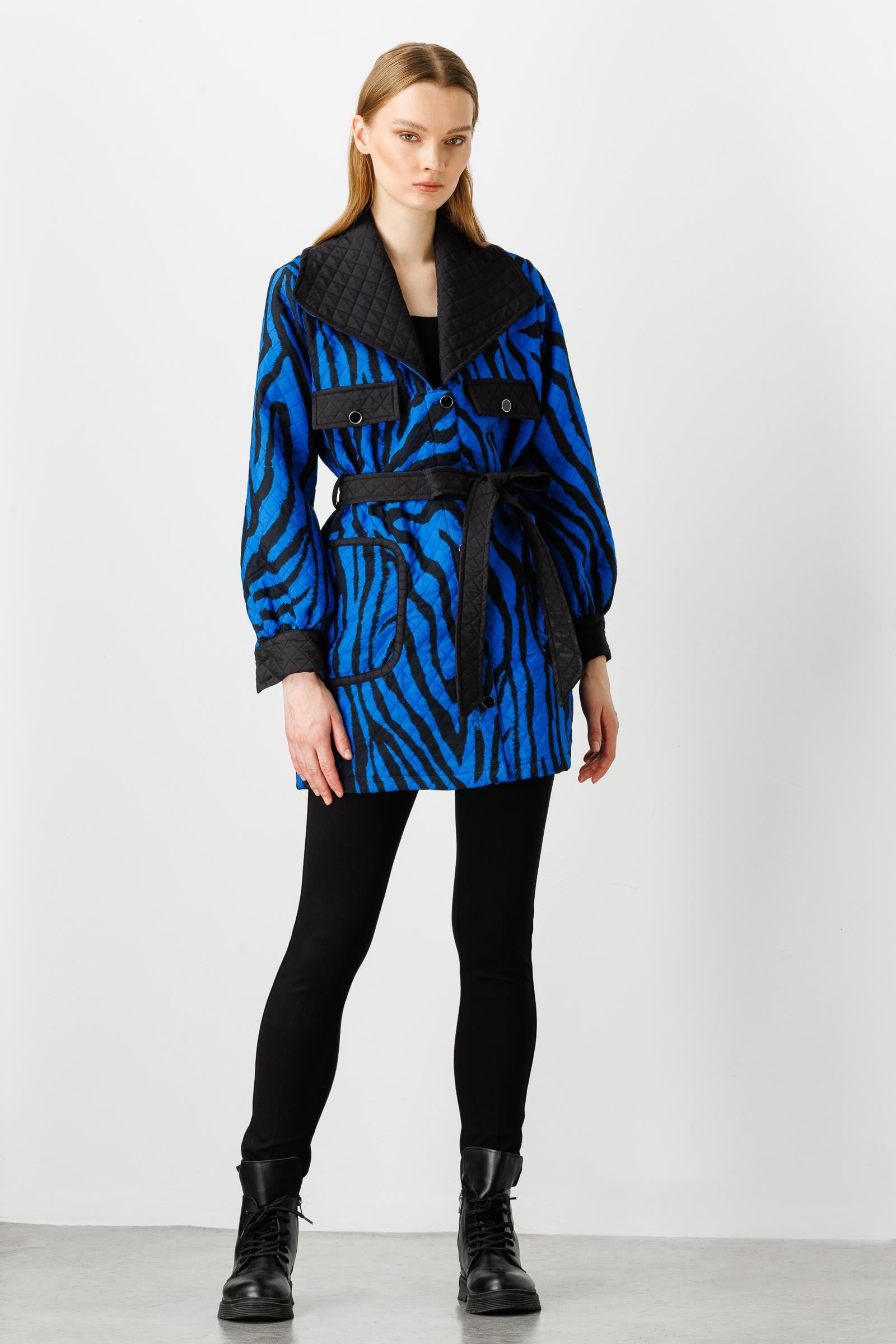 Modailgi  Zebra Desenli Kapitone Kap Saks