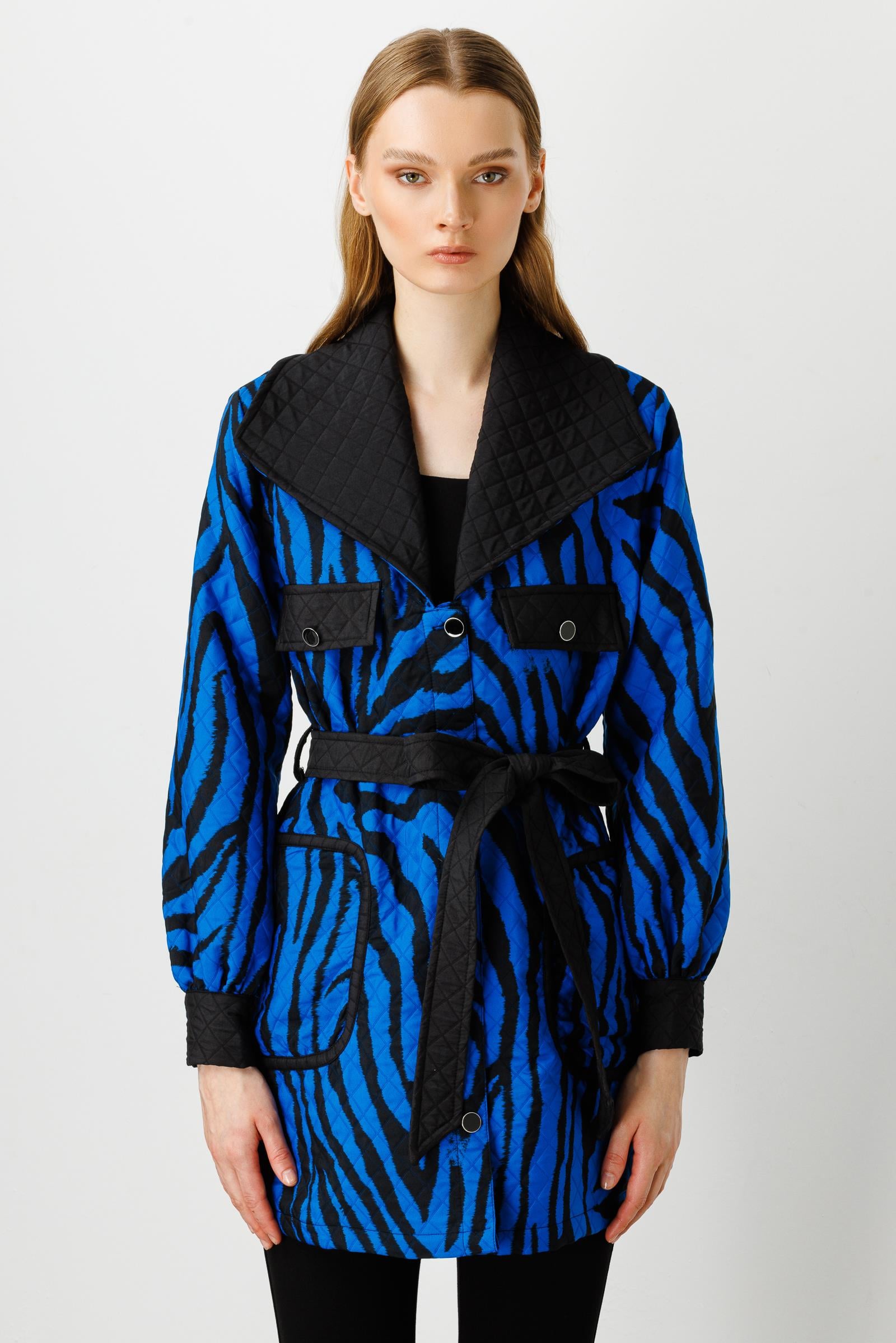Modailgi  Zebra Desenli Kapitone Kap Saks