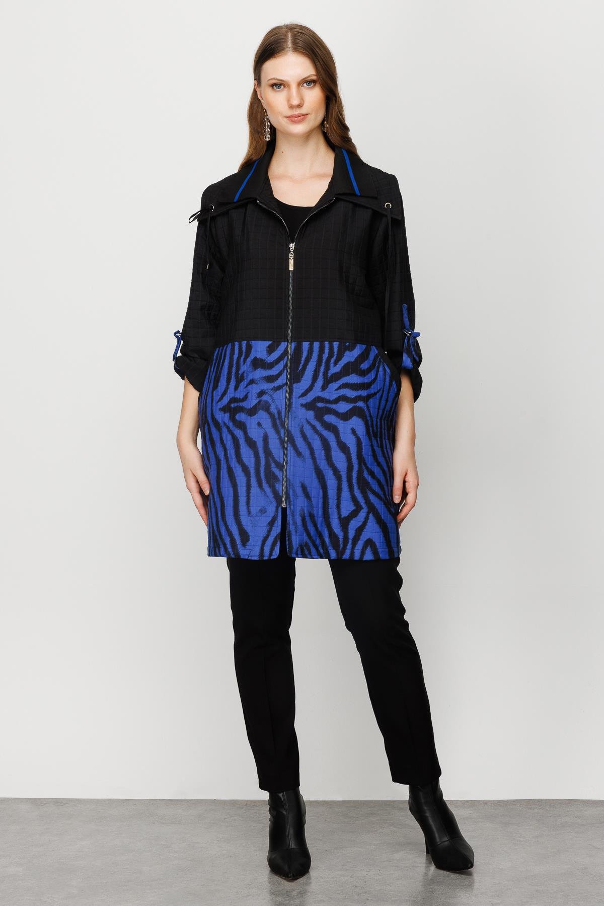 Modailgi  Zebra Desenli Kapitone Kap Saks