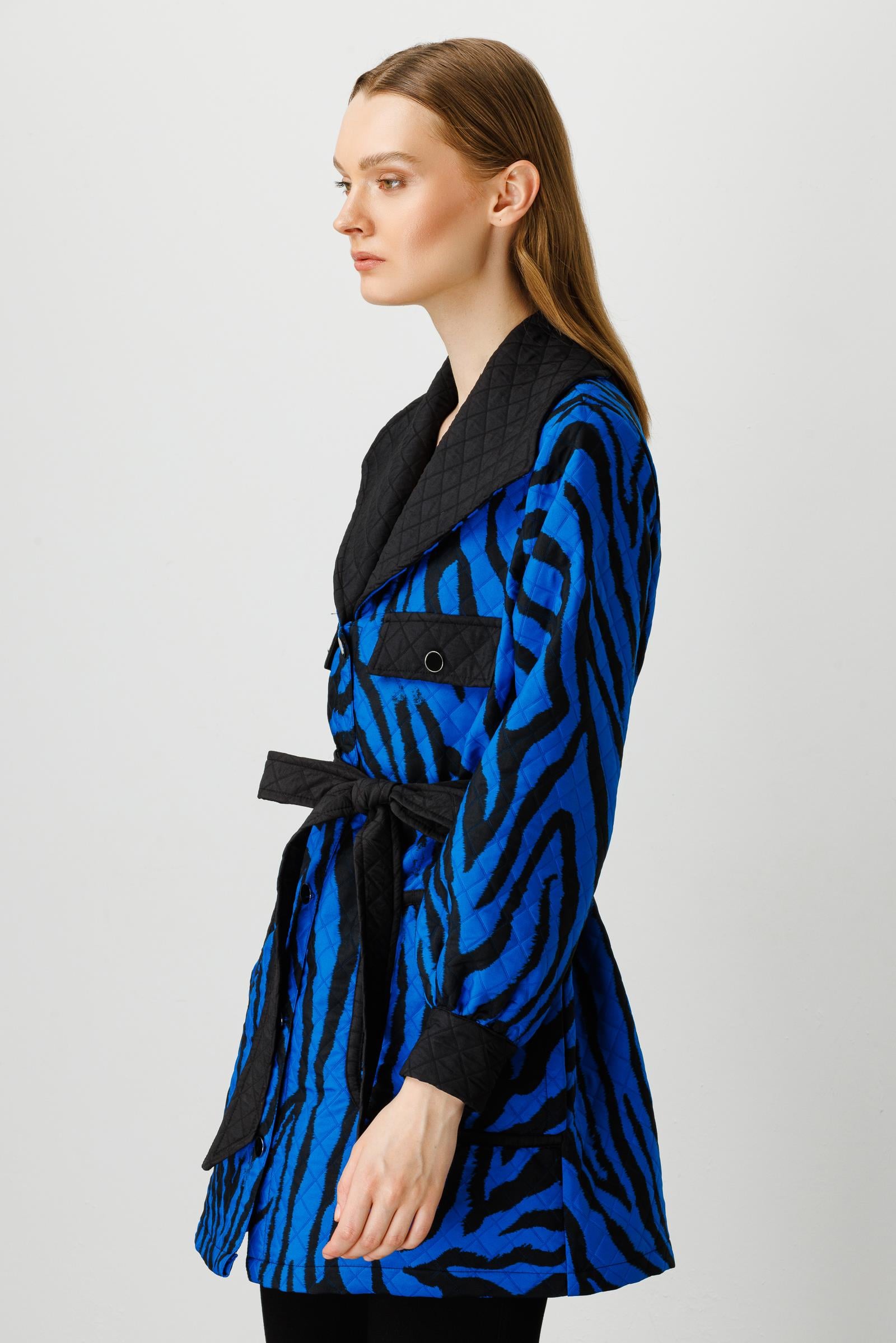 Modailgi  Zebra Desenli Kapitone Kap Saks