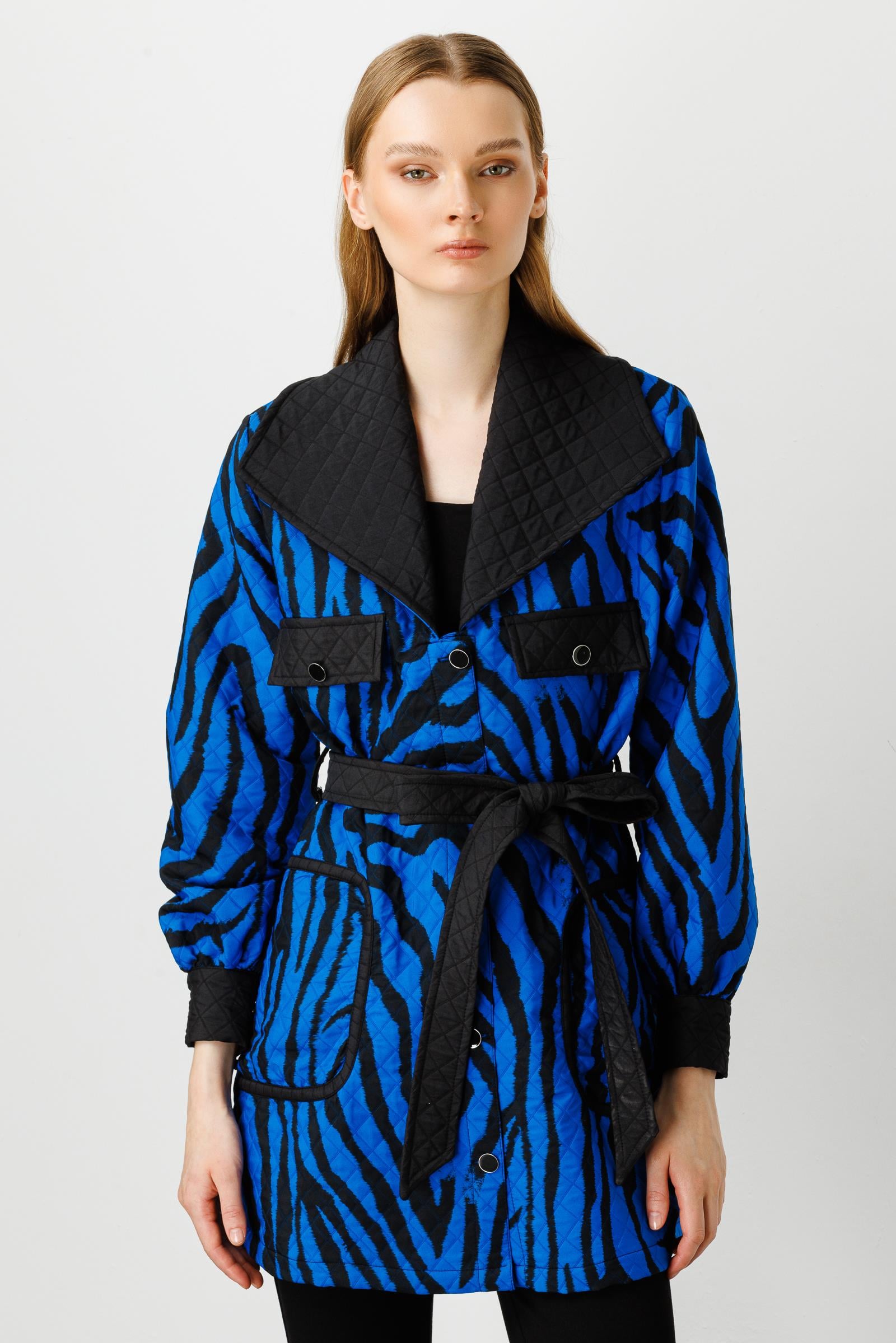 Modailgi  Zebra Desenli Kapitone Kap Saks