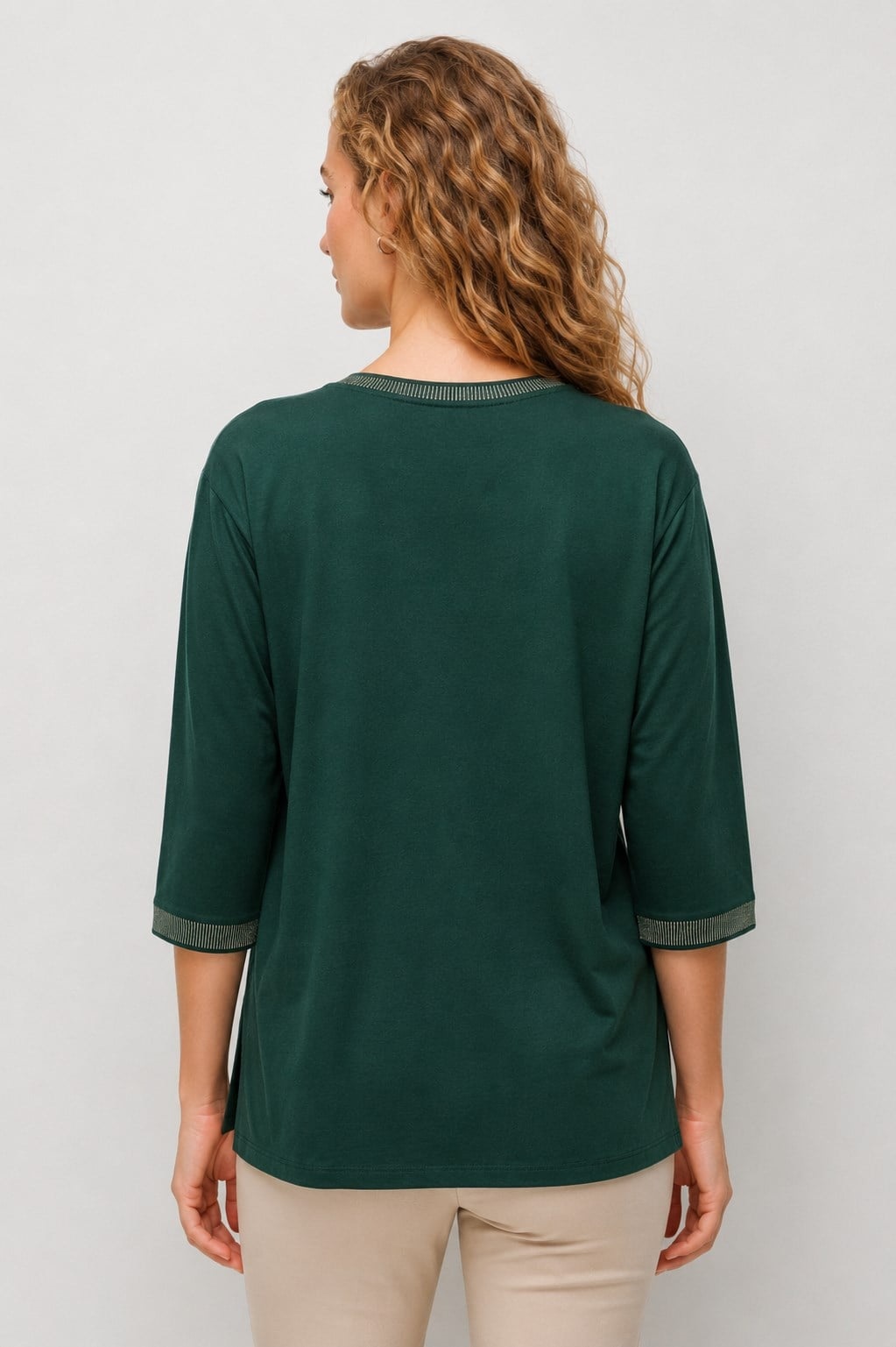Mutlu Ertan Kadın Sıfır Yaka Ribana Bluz (2624KK103509) Yesil 30509