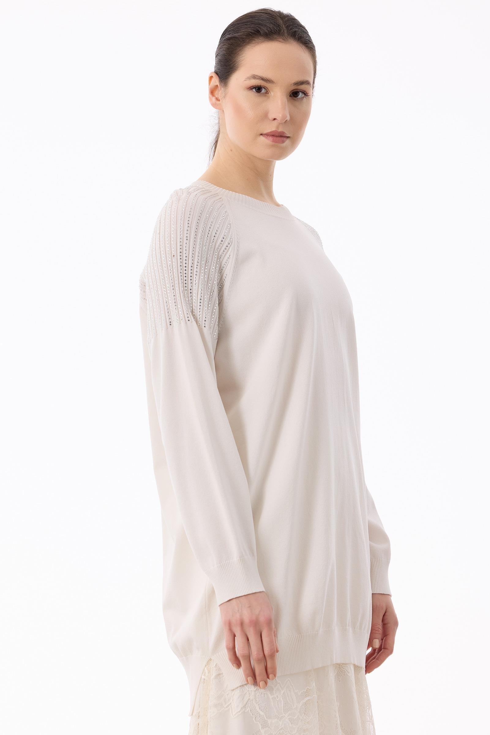 Omuzlar Taş Baskılı Rayon Tunik VANİLYA