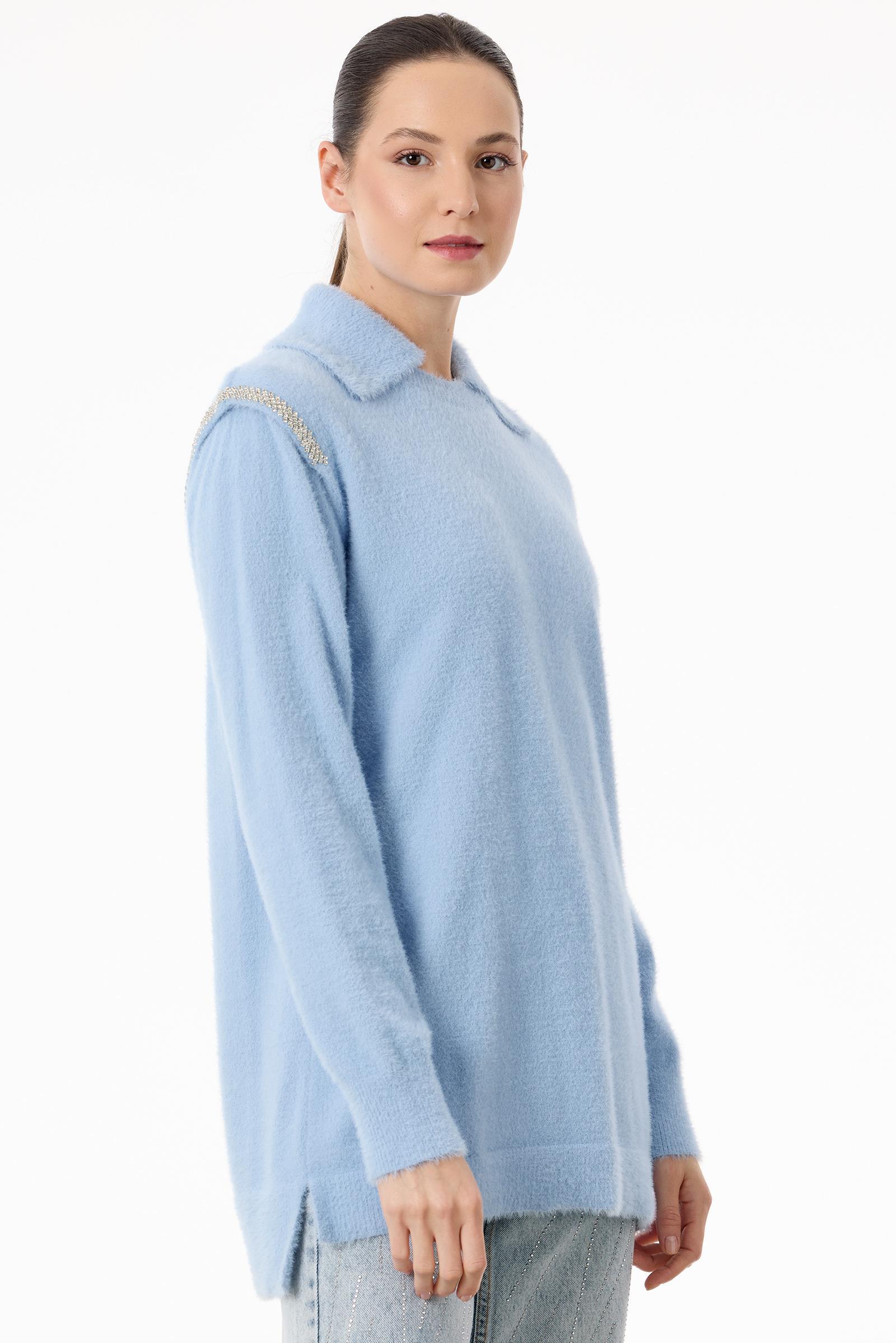 Omuzları Taş Detaylı Tunik BEBE MAVİ