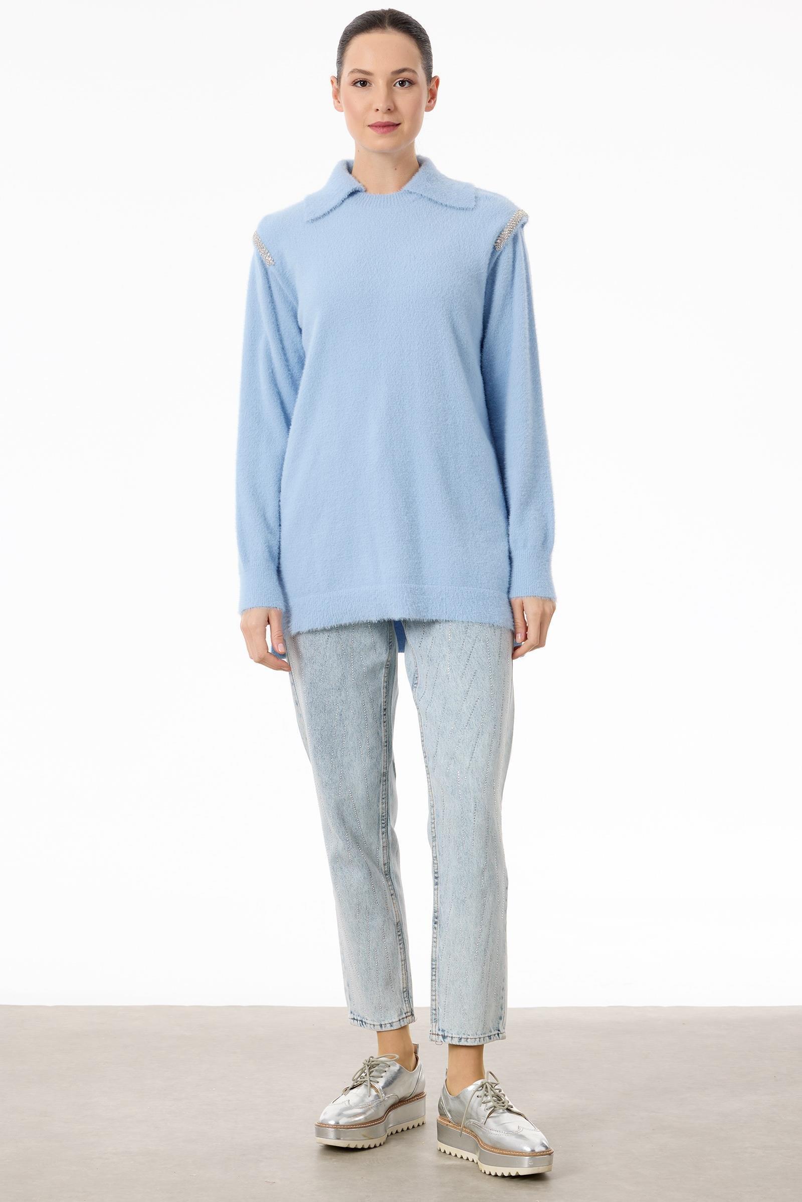 Omuzları Taş Detaylı Tunik BEBE MAVİ