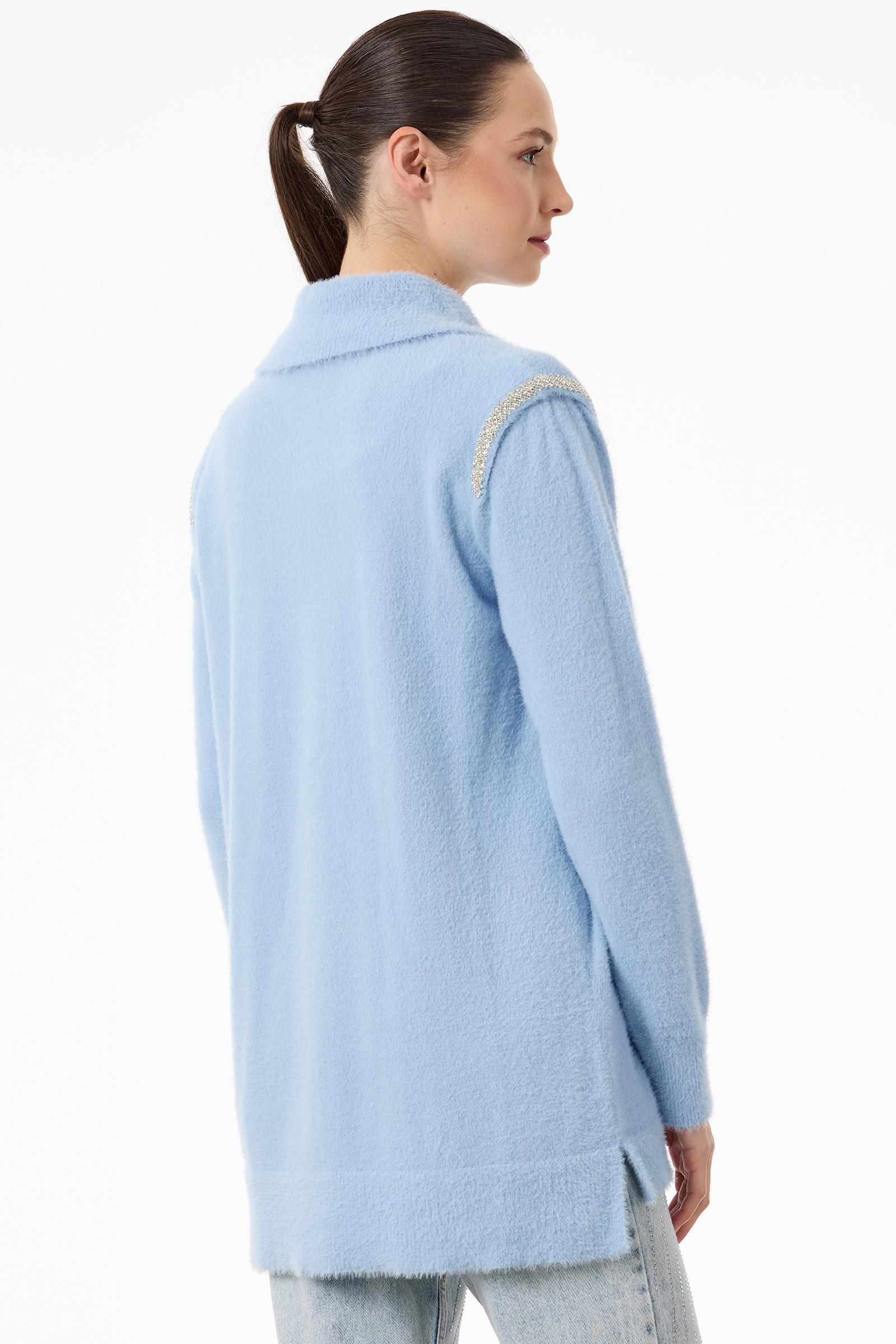 Omuzları Taş Detaylı Tunik BEBE MAVİ