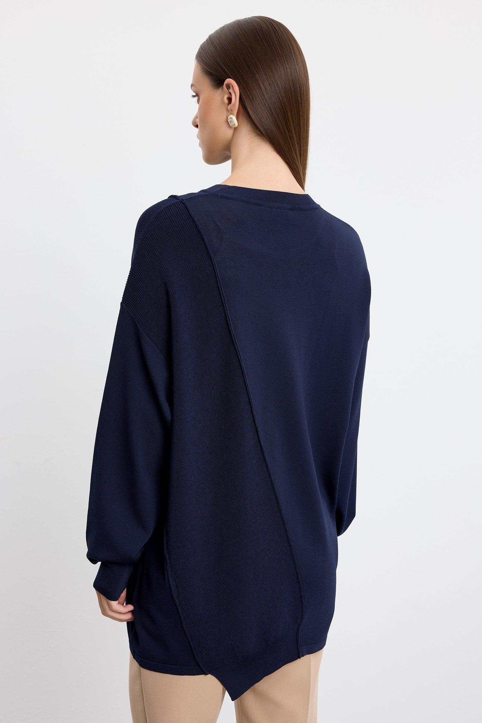 Örgü Detaylı Rayon Tunik LACİVERT