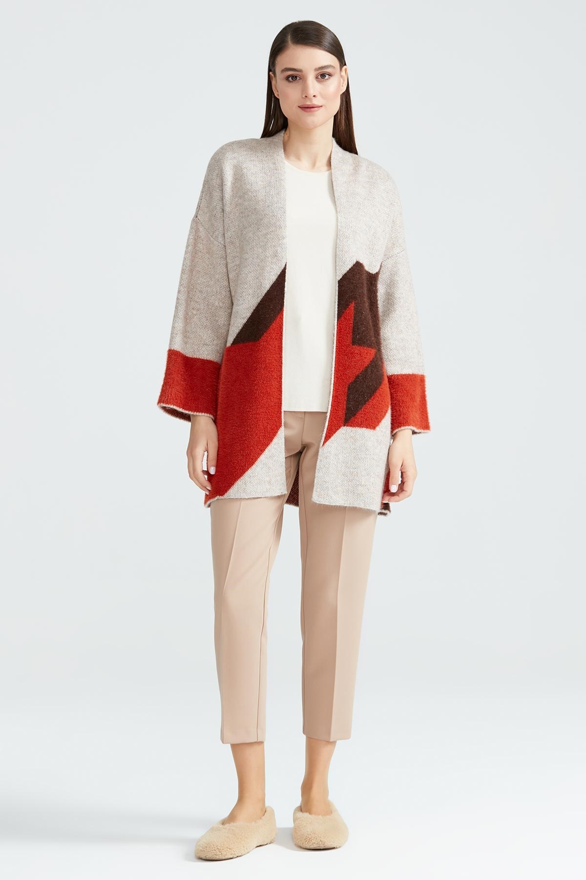 Oversize Mink Kimona Hırka BEJ