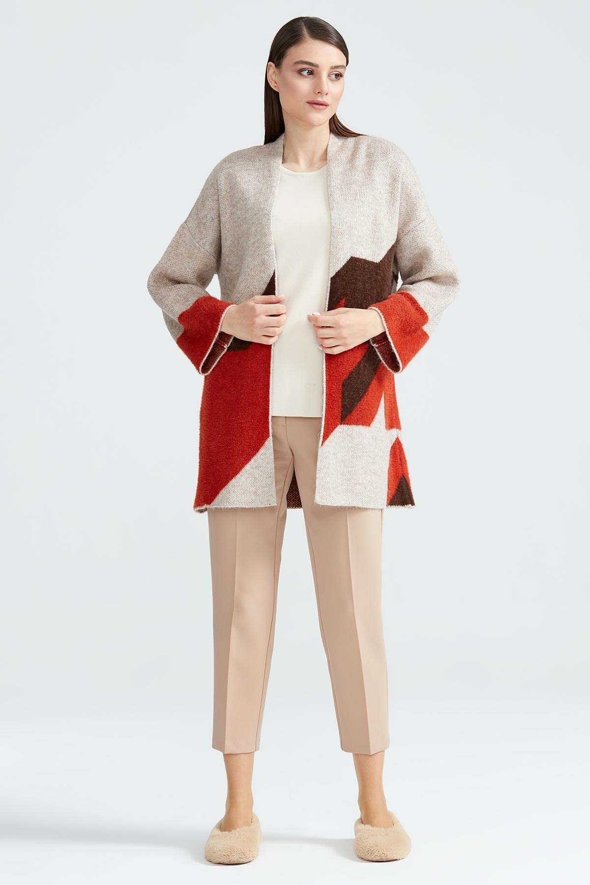 Oversize Mink Kimona Hırka BEJ
